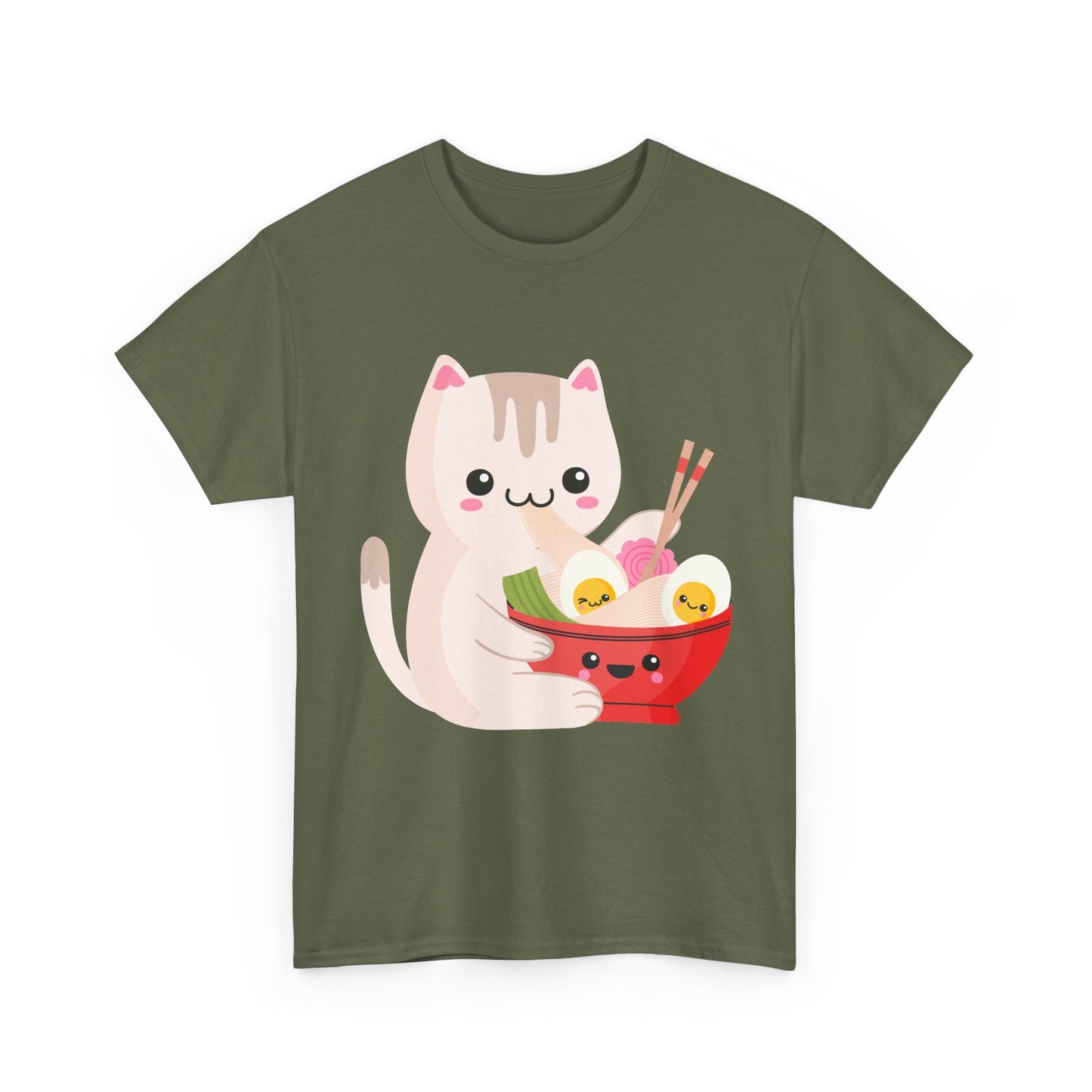 Kawaii Cat Shirt, Cat Eating Ramen, Japanese Food Lovers Anime Fans Gifts T-Shirt