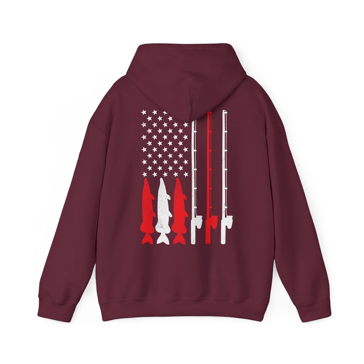Fishing Rod American Flag Hoodie, Fishing Season Lovers Gift, Fisherman Fishing Hoodie