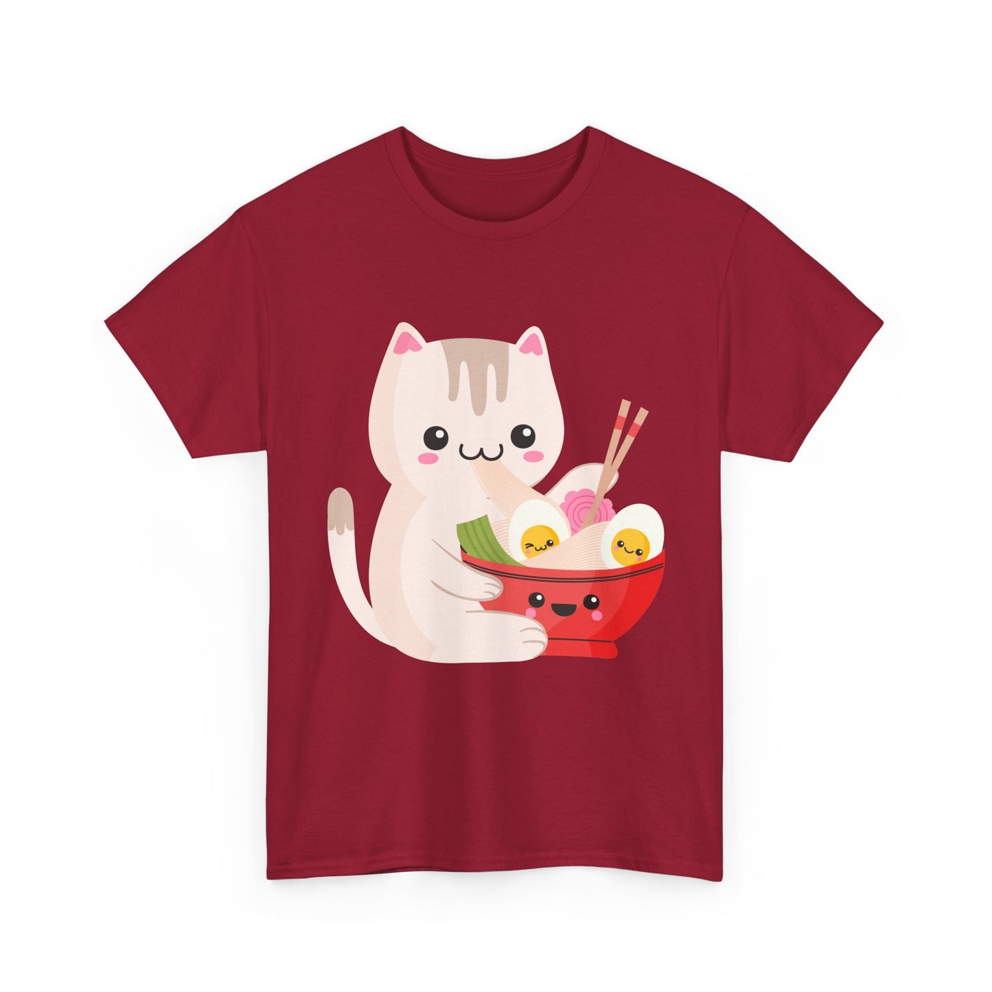 Kawaii Cat Shirt, Cat Eating Ramen, Japanese Food Lovers Anime Fans Gifts T-Shirt