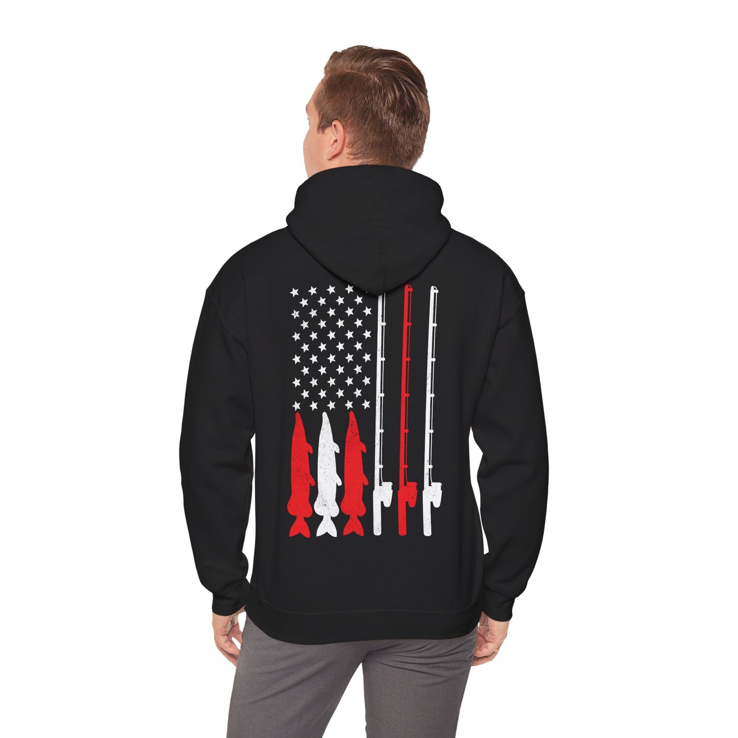 Fishing Rod American Flag Hoodie, Fishing Season Lovers Gift, Fisherman Fishing Hoodie