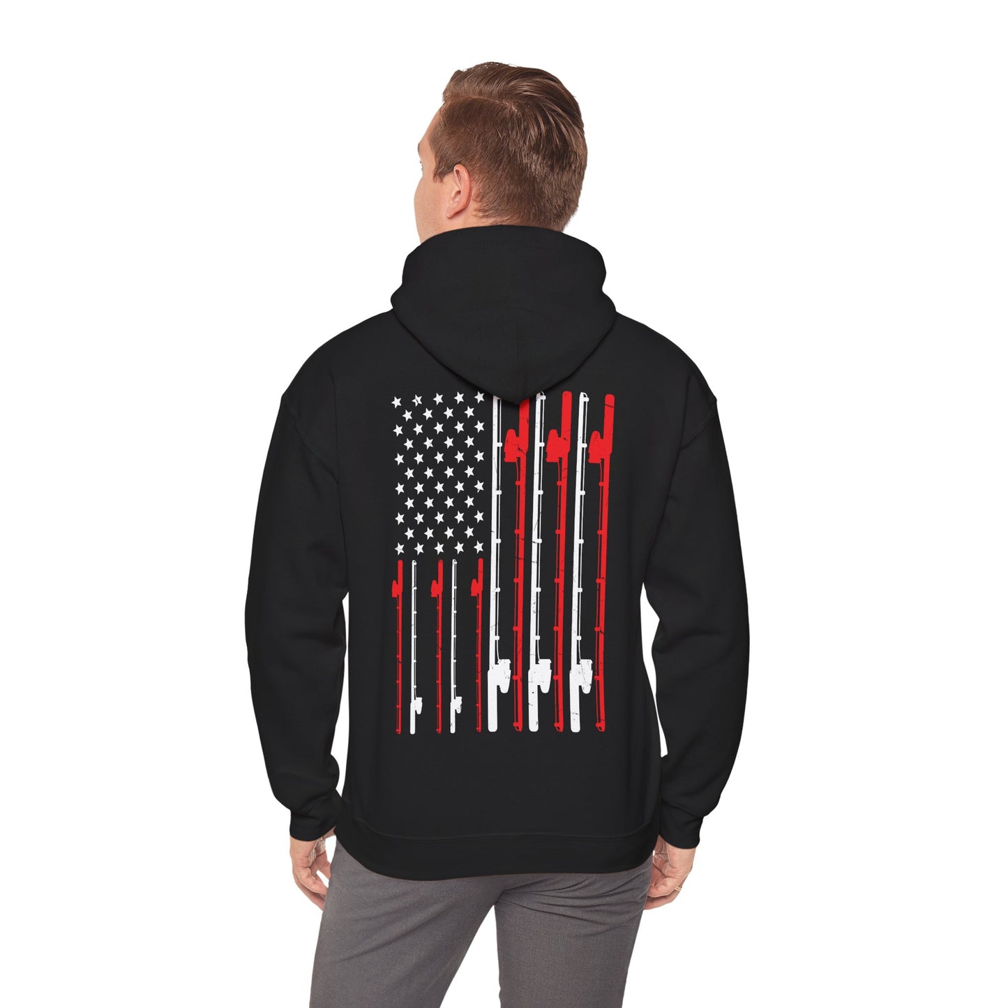 Fishing Hoodie, Fishing Rod American Flag, Fishing Lovers, Fishing Season Fisherman Hoodie