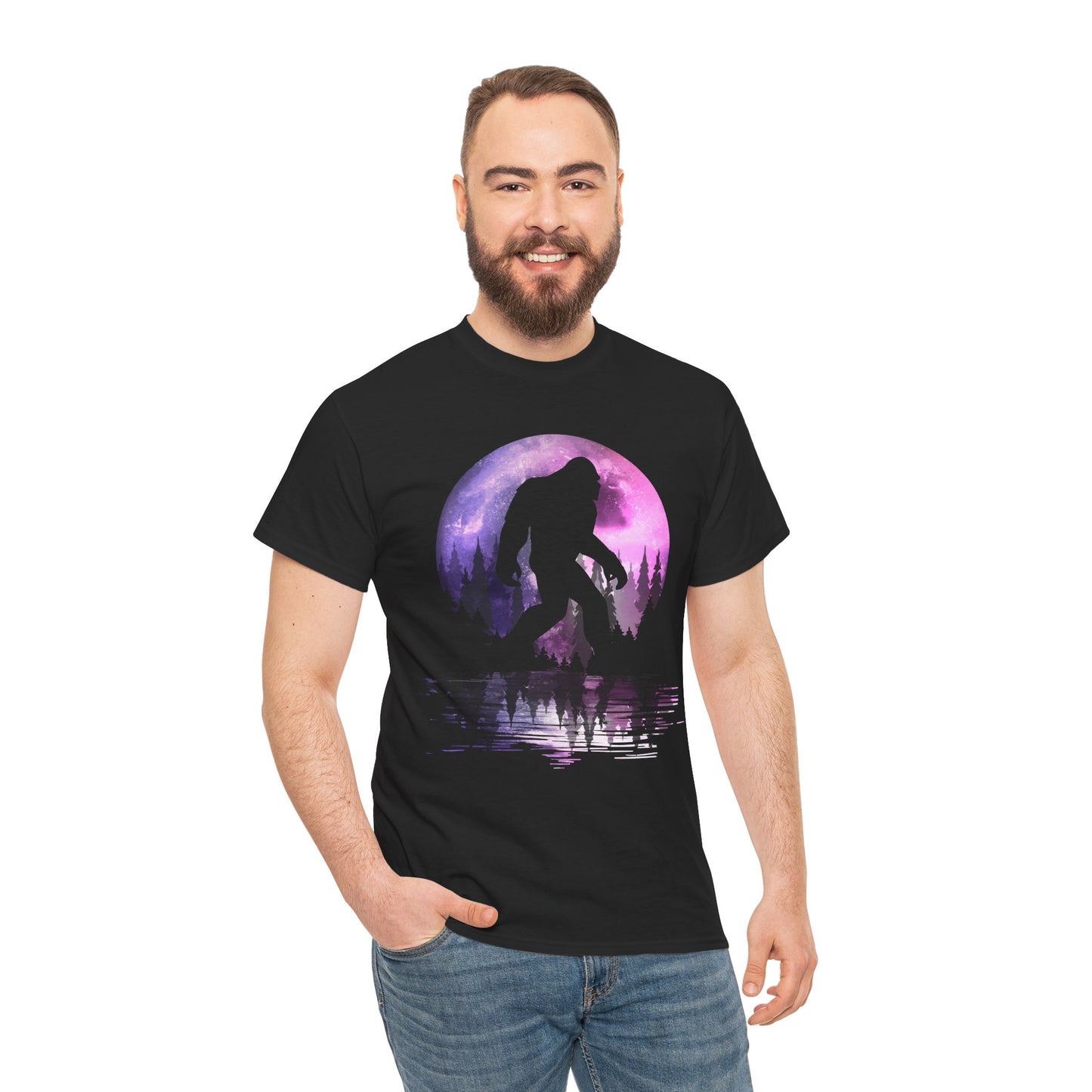 Bigfoot Moon Shirt, Forest Sasquatch Lovers, Bigfoot Believers Gifts Women Men T-Shirt
