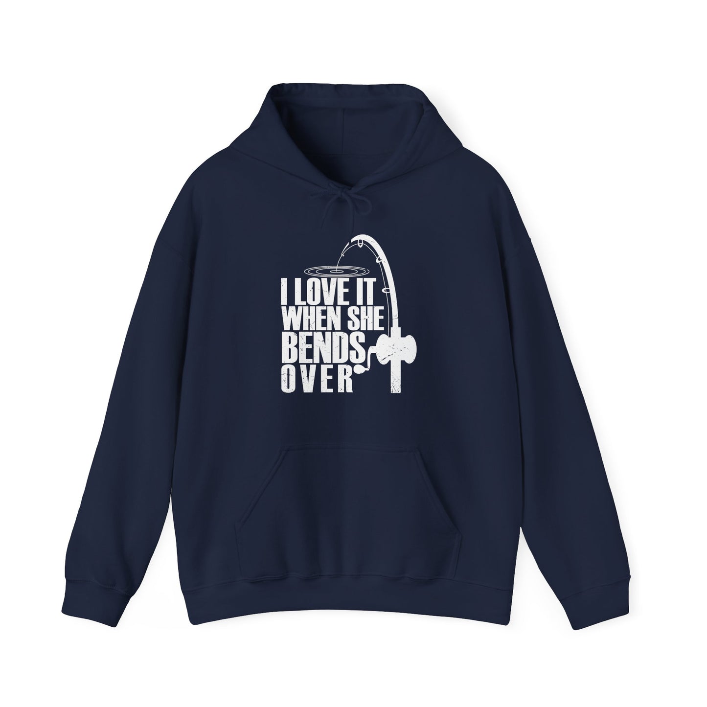 Fisherman Hoodie, Fishing Rod, Fishing Season Lovers I Love It When She Bends Over Hoodie