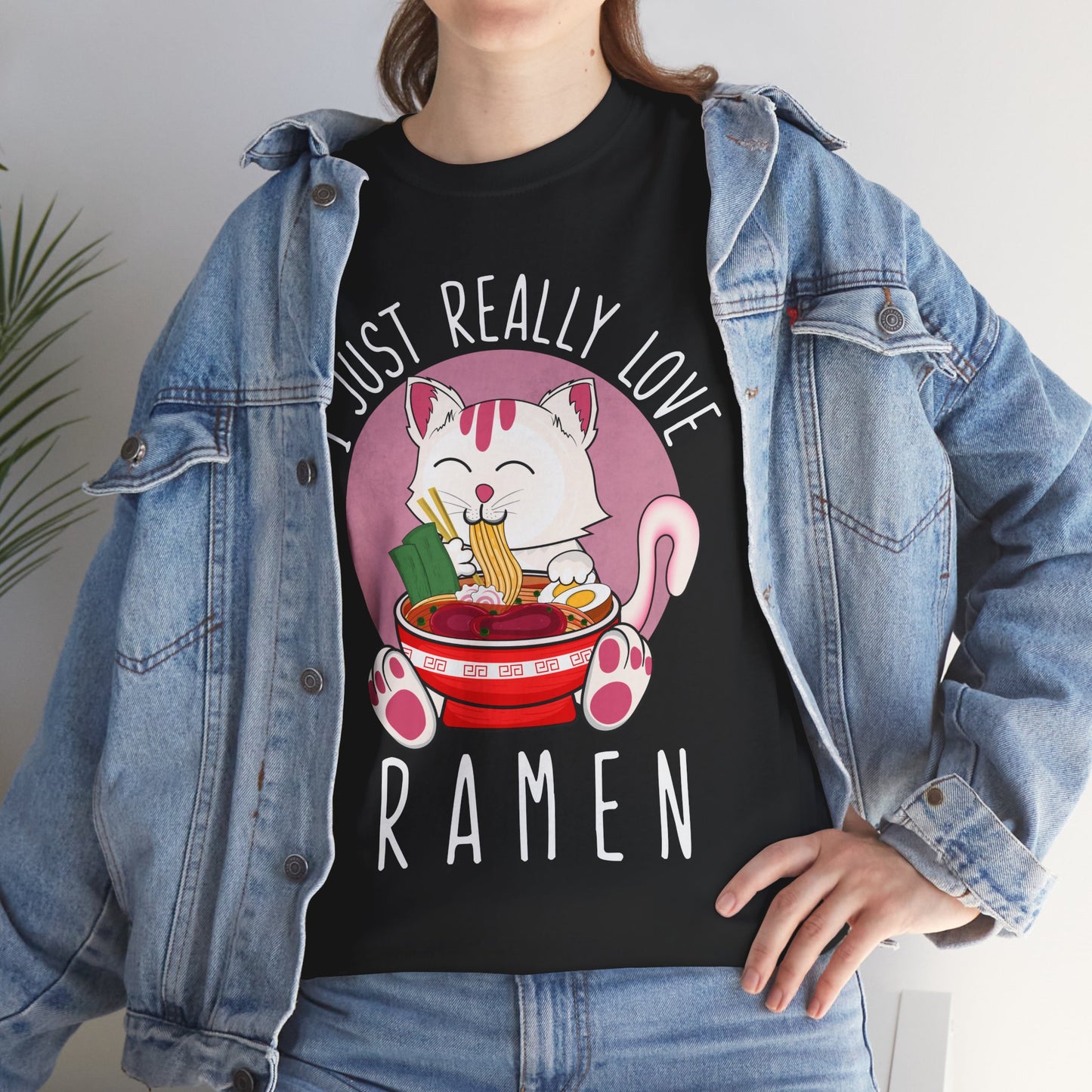 Kawaii Cat Shirt, I Just Really Love Ramen, Cats Japanese Food Lovers Funny T-Shirt