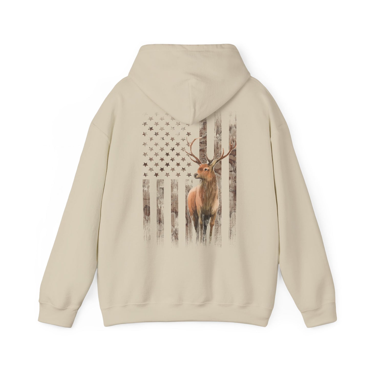 Deer Hunting Hoodie – Camo USA Hunting Season Lover, Whitetails Hunter Dad, Camouflage American Flag Pullover Hoodie