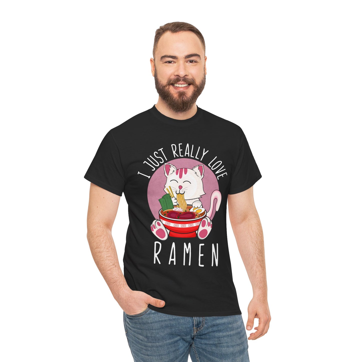 Kawaii Cat Shirt, I Just Really Love Ramen, Cats Japanese Food Lovers Funny T-Shirt