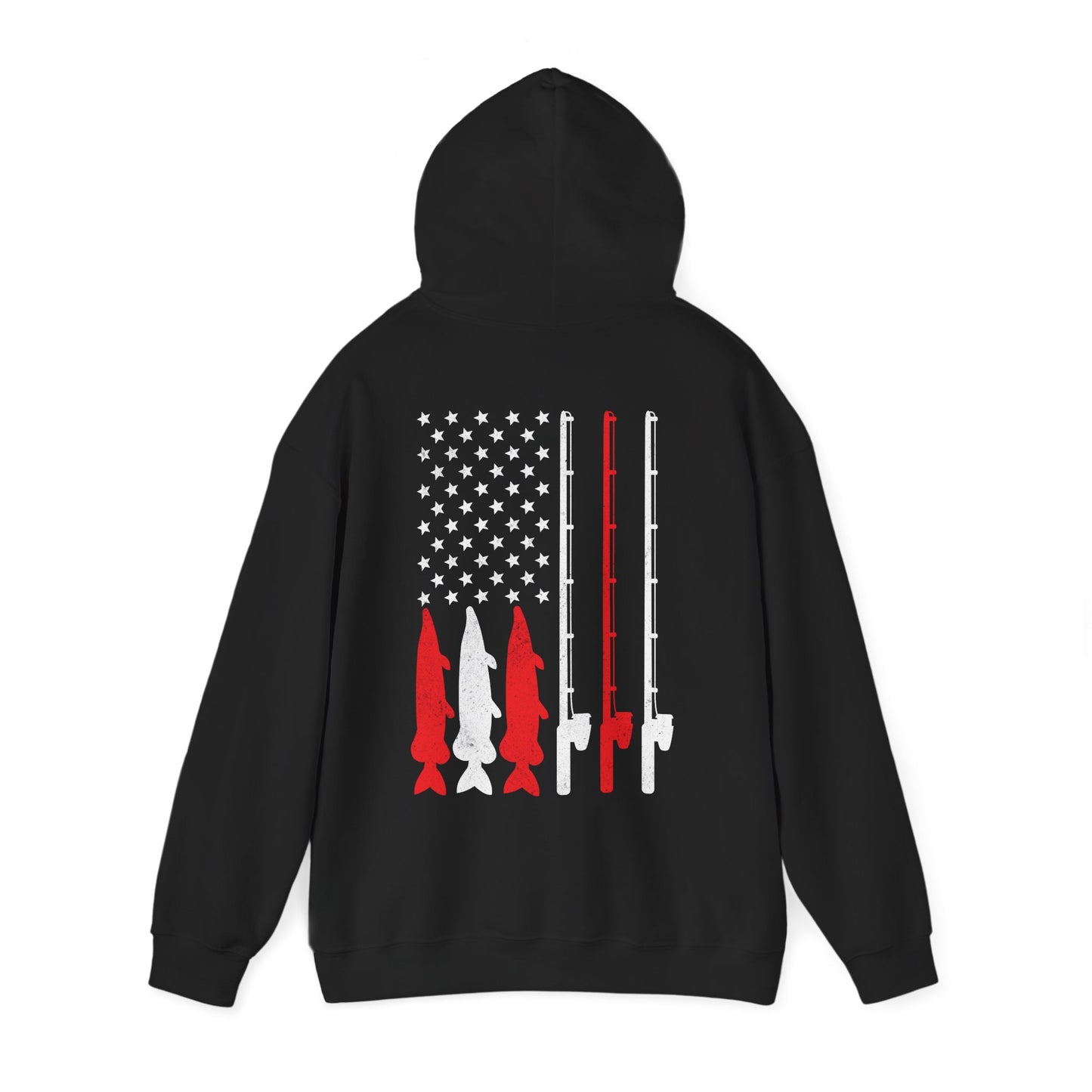 Fishing Rod American Flag Hoodie, Fishing Season Lovers Gift, Fisherman Fishing Hoodie