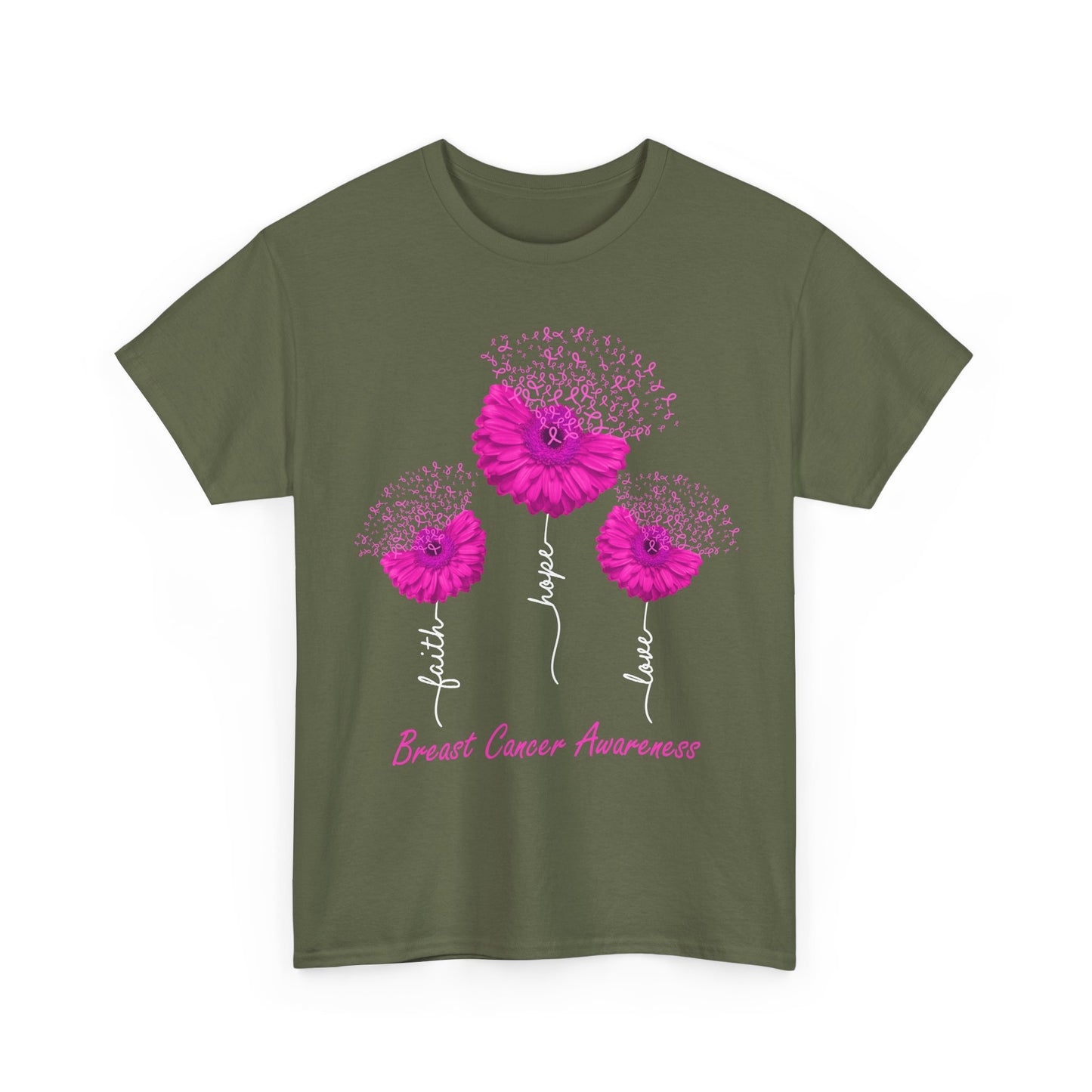 Breast Cancer Awareness T-Shirt, Faith Hope Love Sunflower Pink Ribbon Women Shirt