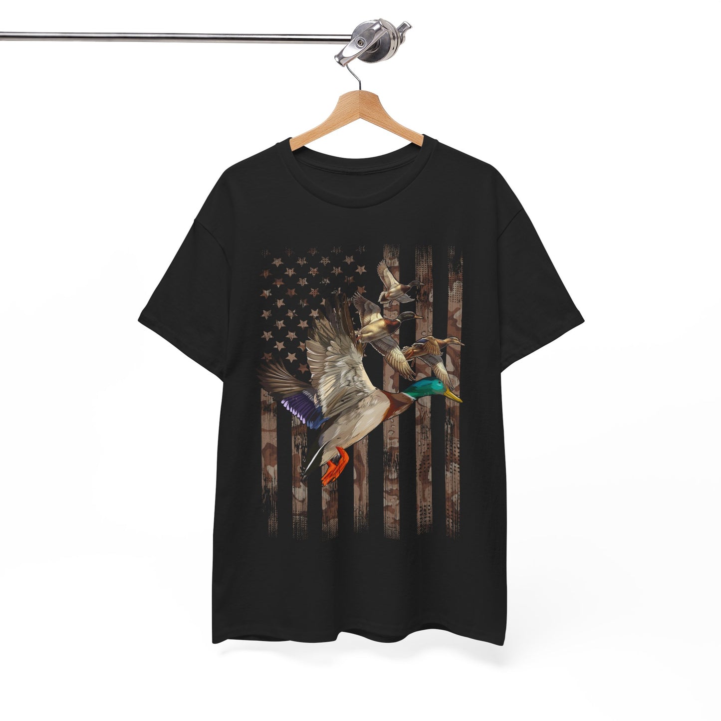 Duck Hunting Lovers Gift Shirt, Duck Hunter American Flag Waterfowl Hunting Camouflage Men T-Shirt