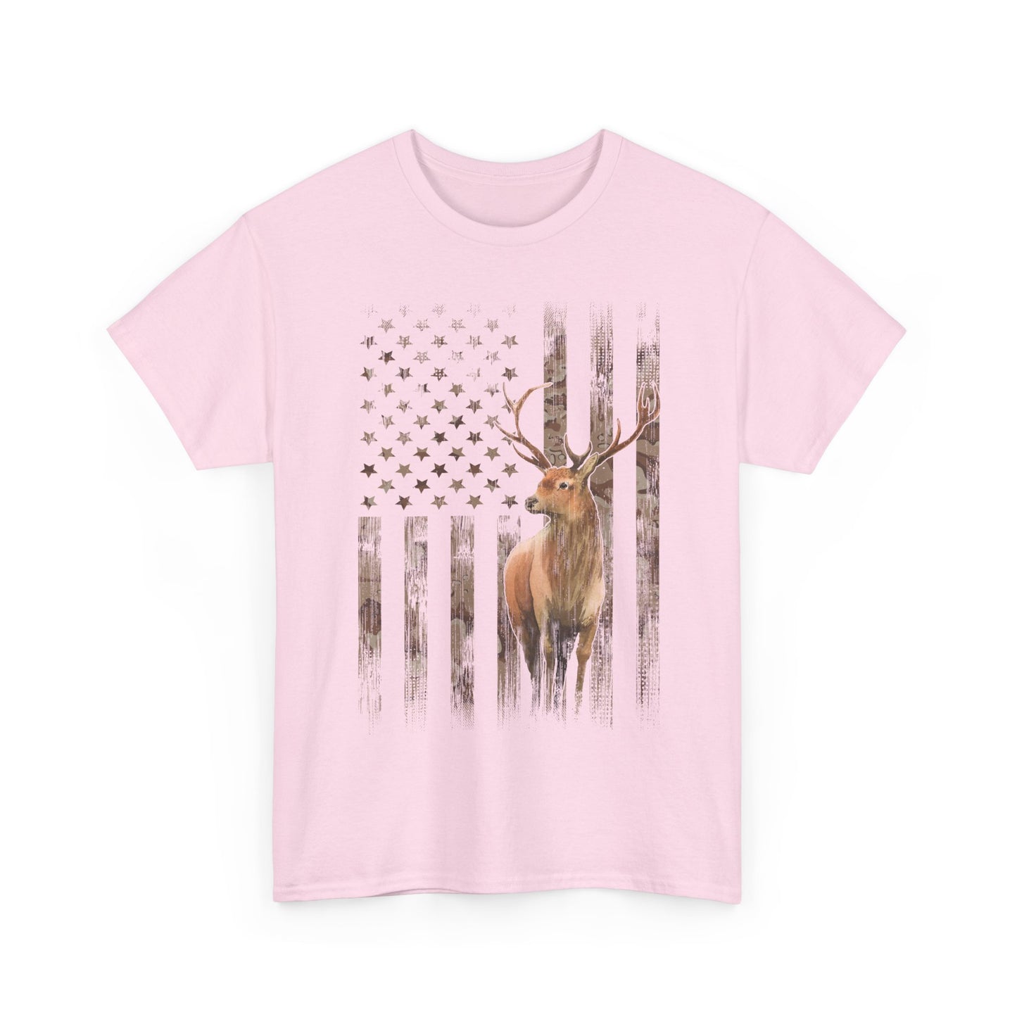 Deer Hunting Shirt - Camo USA Hunting Season Lover, Whitetails Hunter Dad, Camouflage American Flag T-Shirt