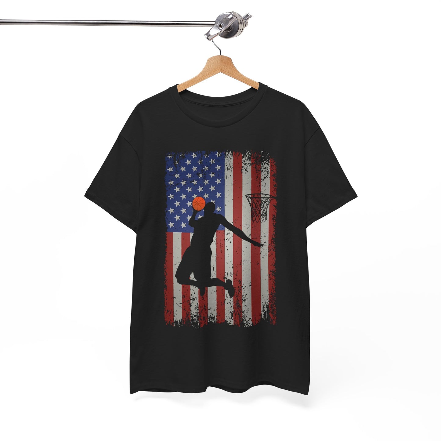 Basketball Player American Flag T-Shirt, Basketball Sports Lovers Women Men T-Shirt