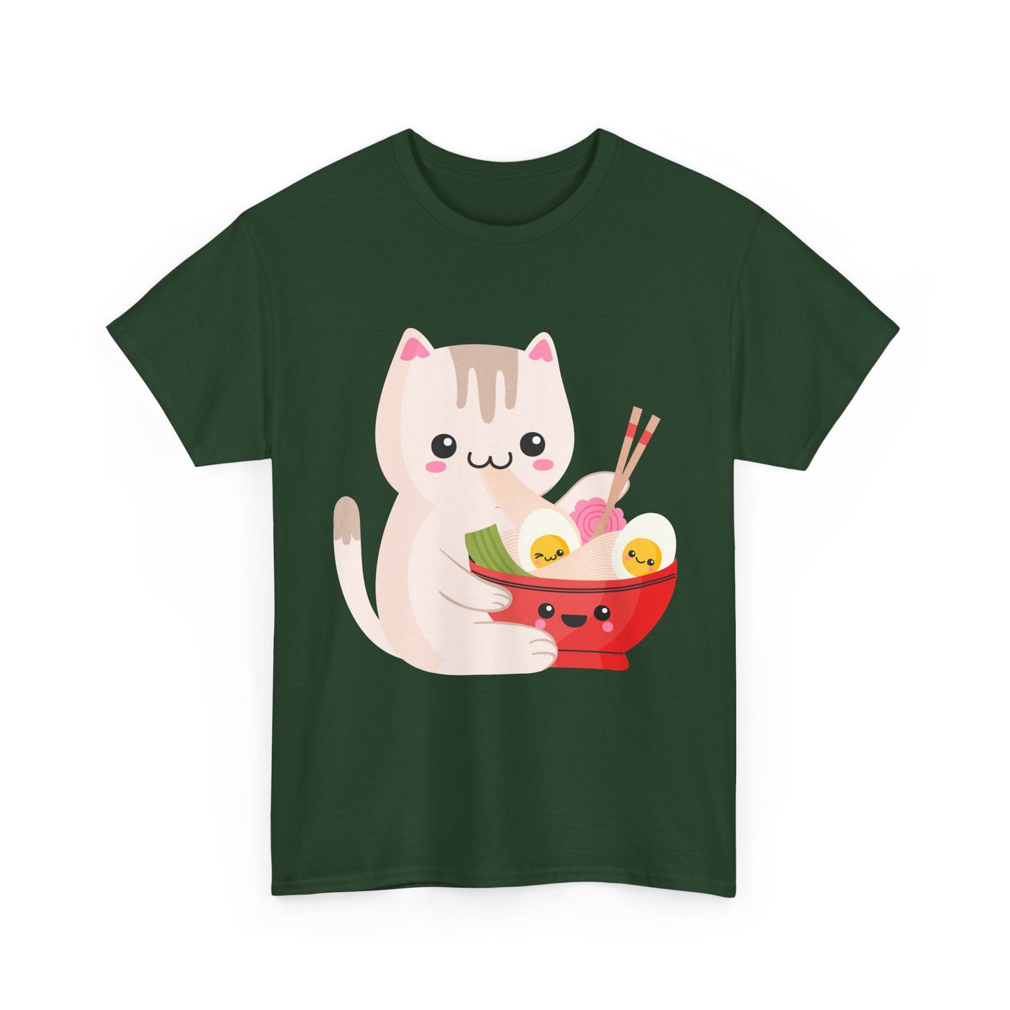 Kawaii Cat Shirt, Cat Eating Ramen, Japanese Food Lovers Anime Fans Gifts T-Shirt