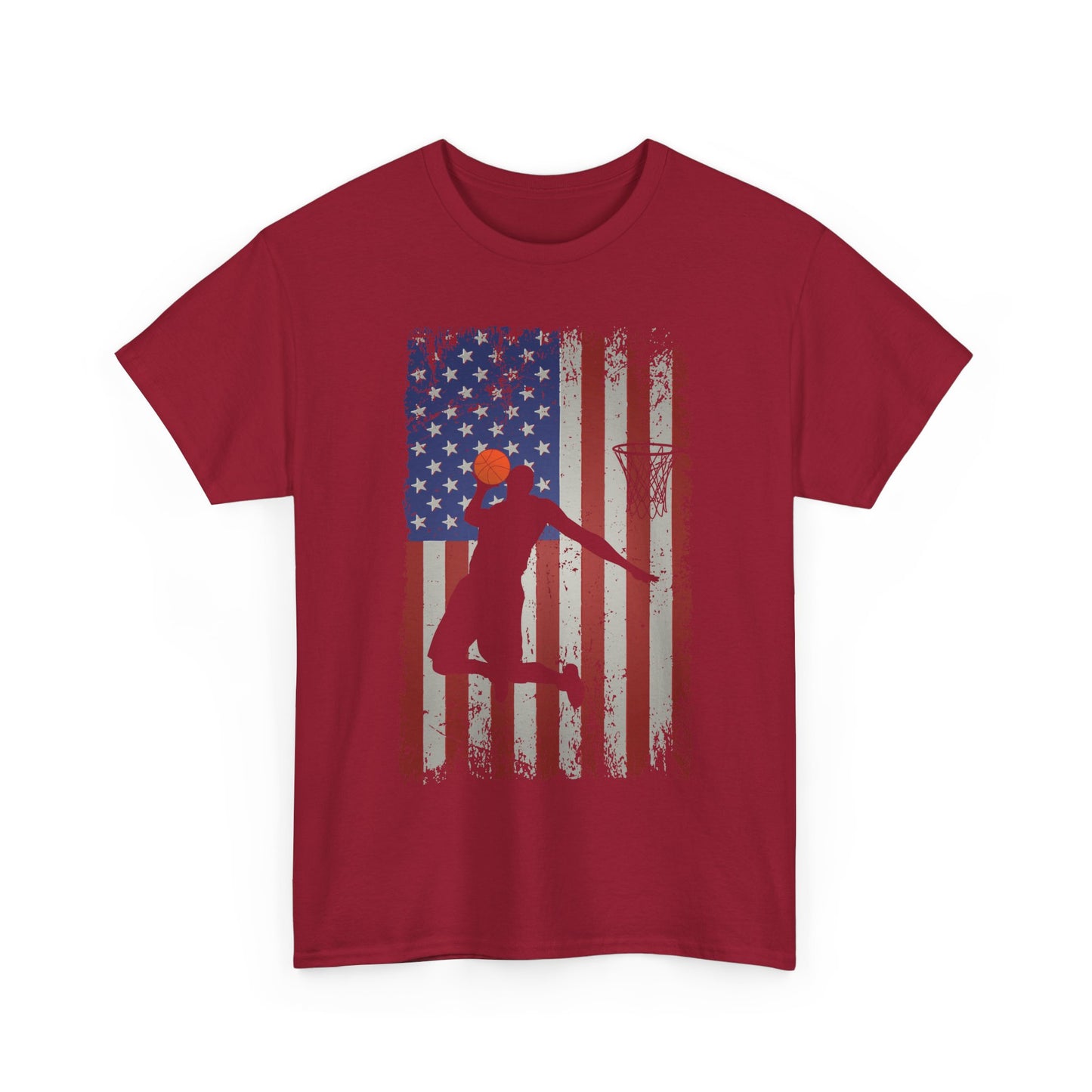 Basketball Player American Flag T-Shirt, Basketball Sports Lovers Women Men T-Shirt