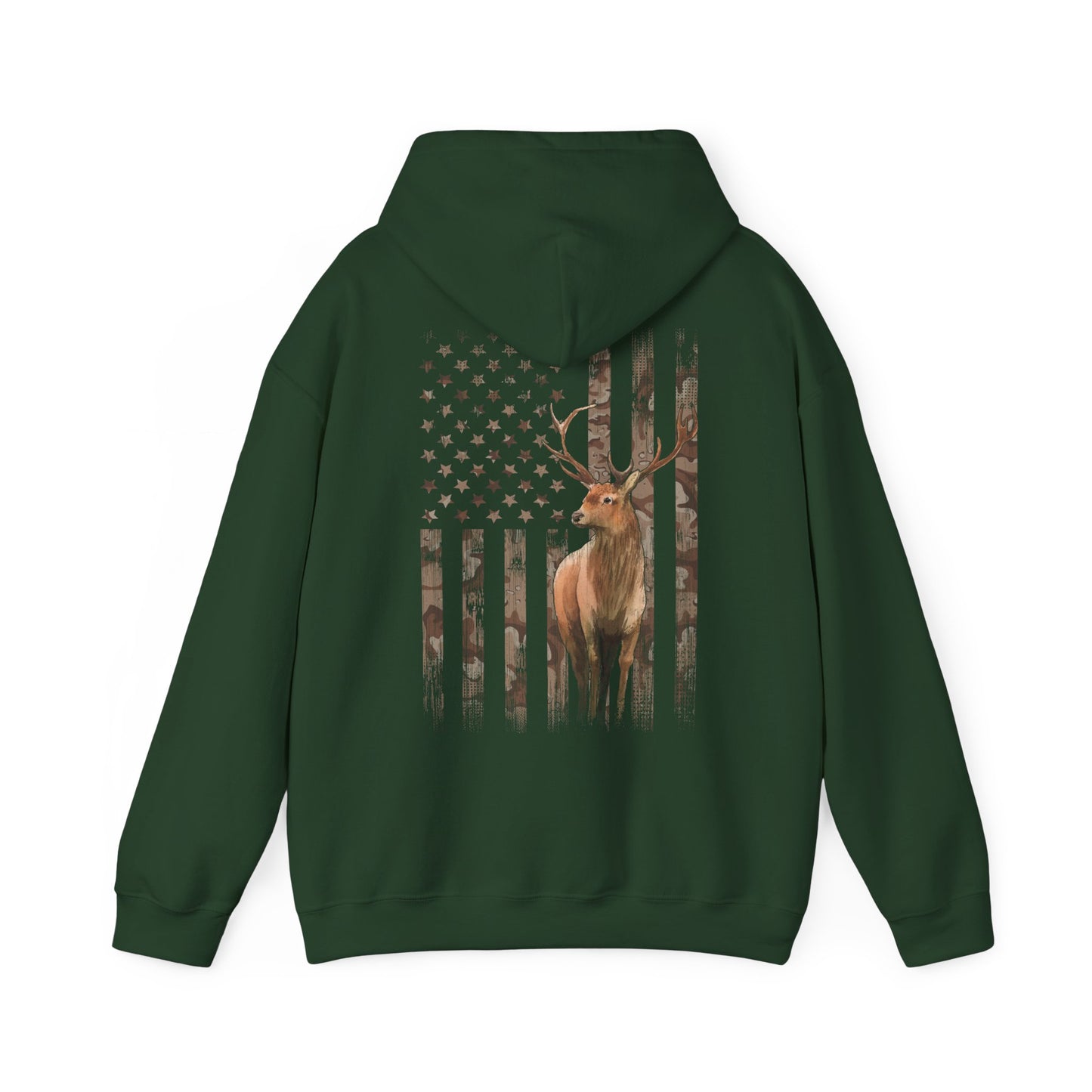 Deer Hunting Hoodie – Camo USA Hunting Season Lover, Whitetails Hunter Dad, Camouflage American Flag Pullover Hoodie