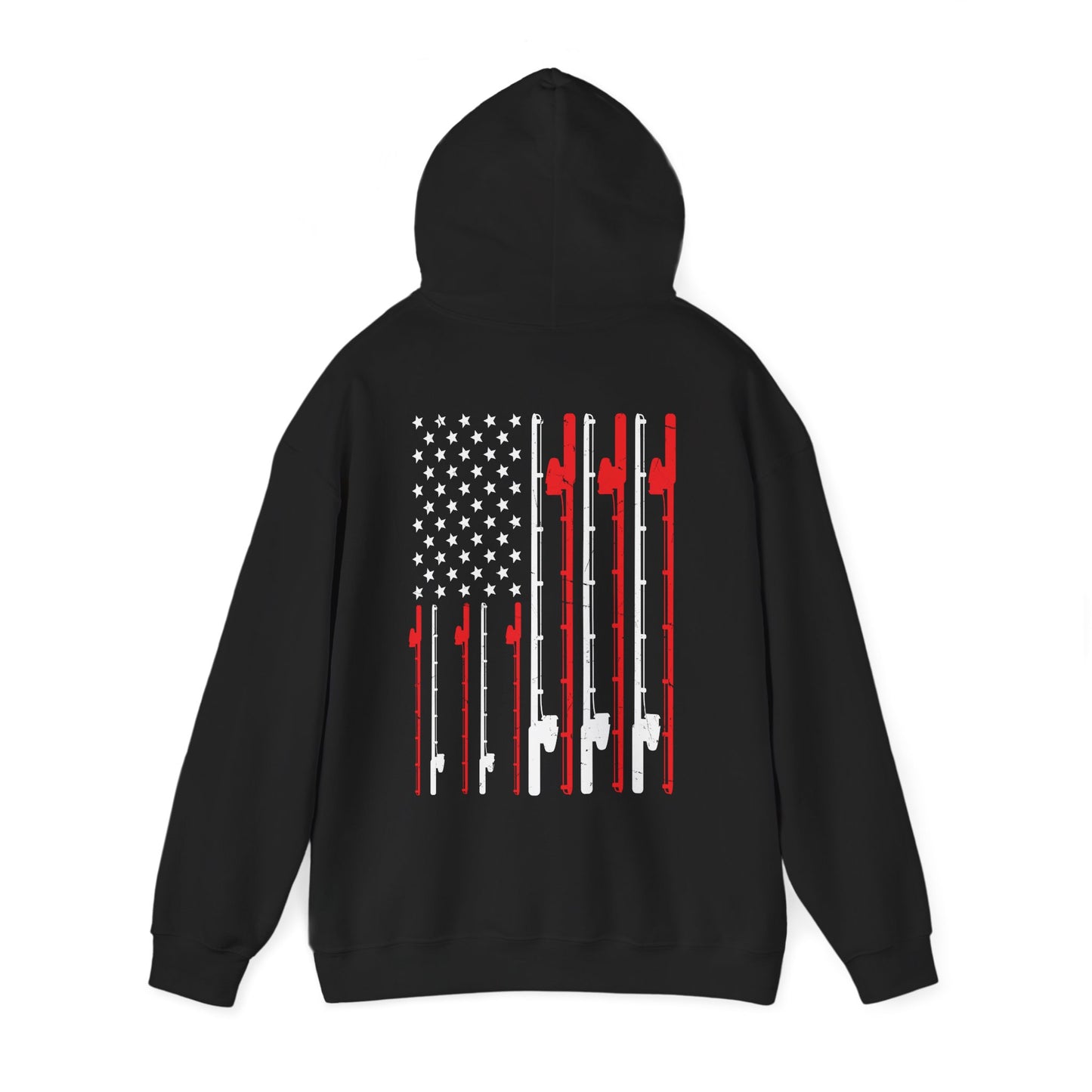 Fishing Hoodie, Fishing Rod American Flag, Fishing Lovers, Fishing Season Fisherman Hoodie