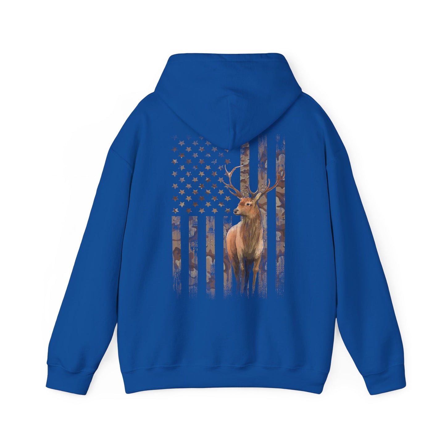 Deer Hunting Hoodie – Camo USA Hunting Season Lover, Whitetails Hunter Dad, Camouflage American Flag Pullover Hoodie