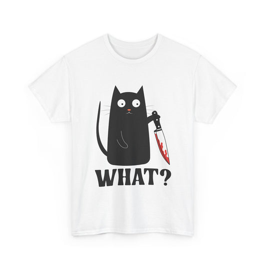 Cat What? T-Shirt, Murderous Cat With Knife, Cats Owner Women Men Funny Shirt