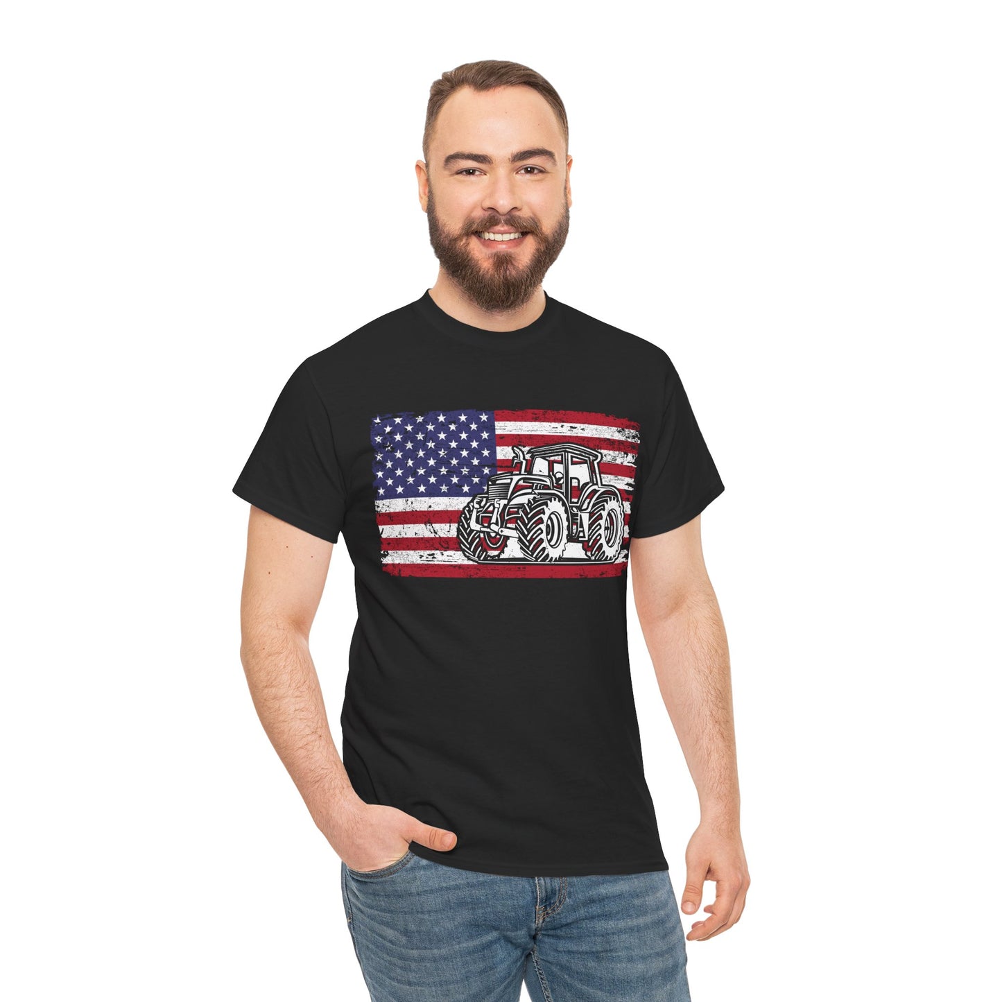 Farming USA Flag Shirt, Farmer Tractor, Farm Lovers Gifts Men Dad T-Shirt