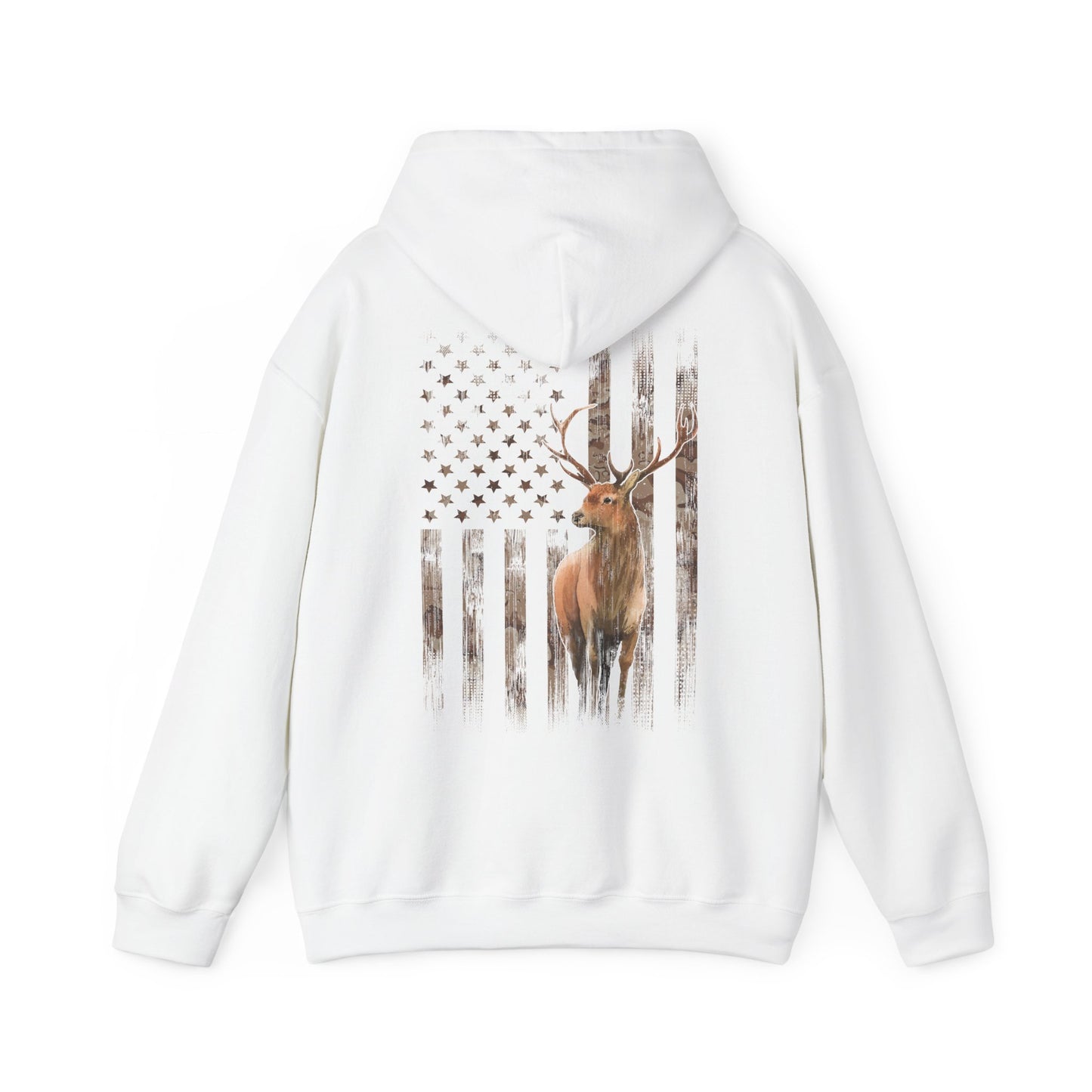 Deer Hunting Hoodie – Camo USA Hunting Season Lover, Whitetails Hunter Dad, Camouflage American Flag Pullover Hoodie