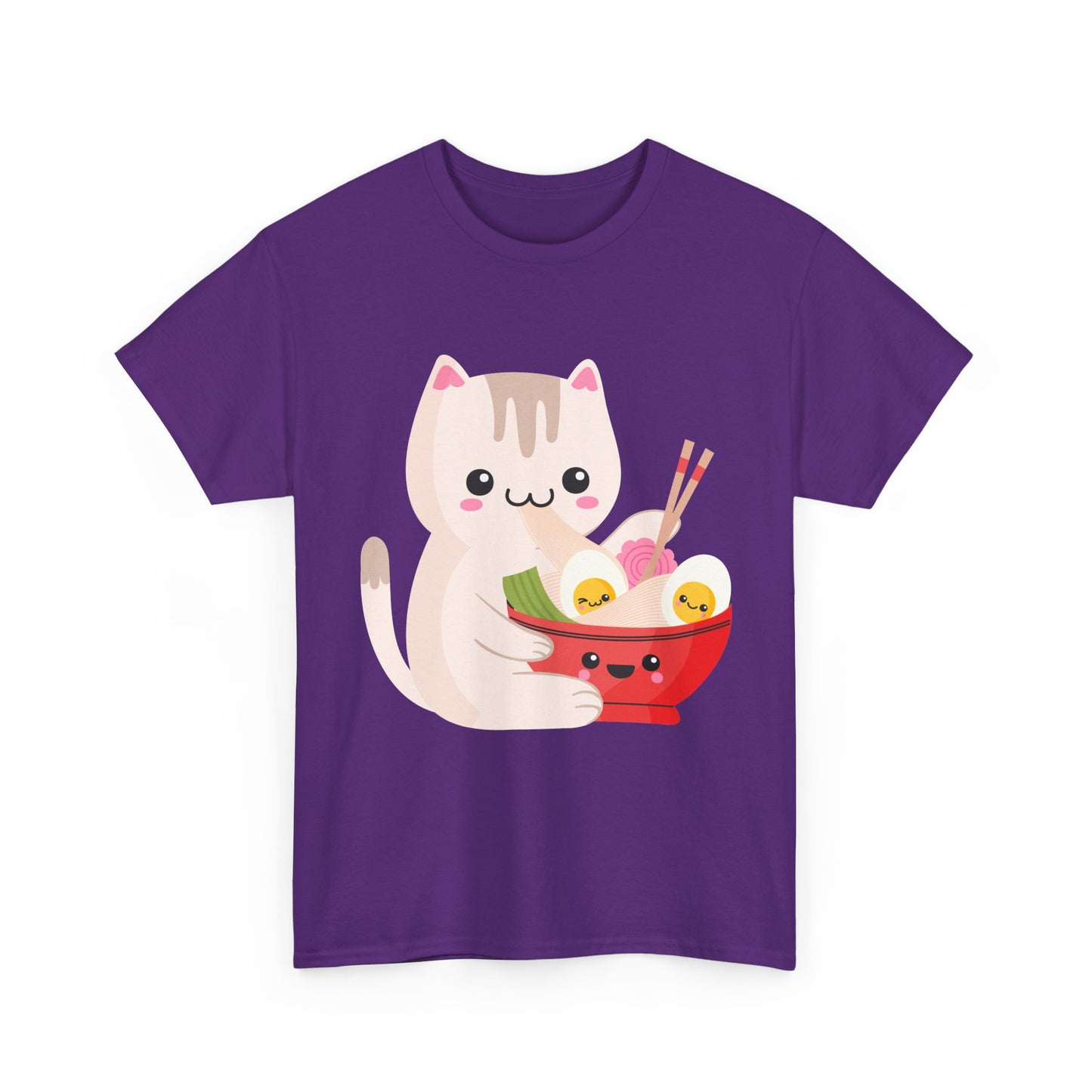 Kawaii Cat Shirt, Cat Eating Ramen, Japanese Food Lovers Anime Fans Gifts T-Shirt