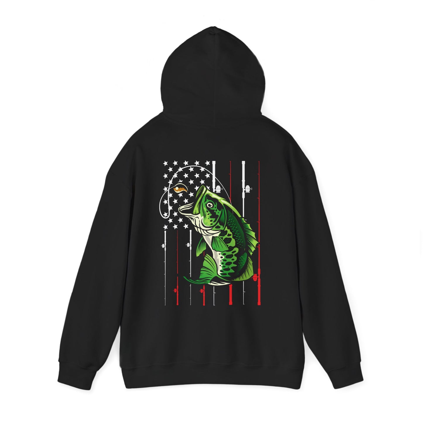 Fishing American Flag Hoodie, Fishing Rod, Fishing Season Lovers Gift Fisherman Hoodie