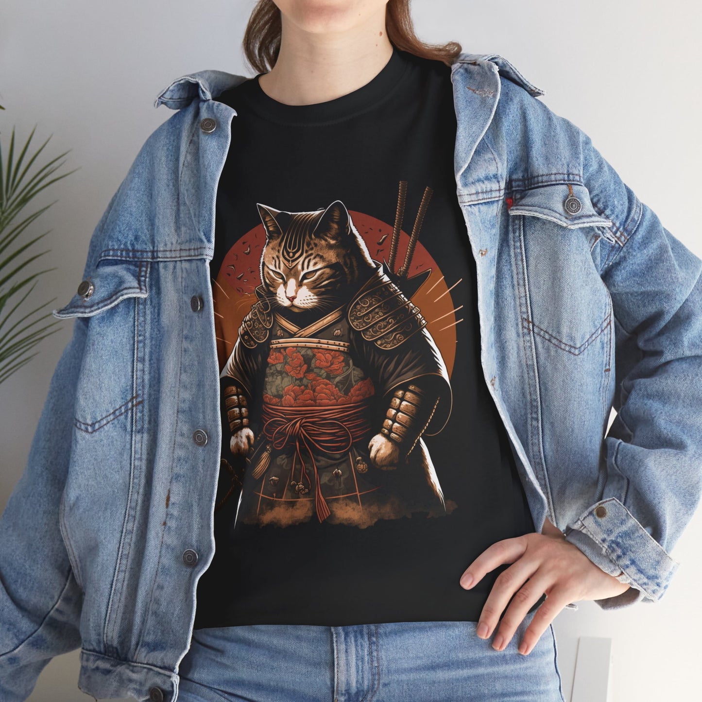 Samurai Cat Shirt, Japanese Culture Lovers, Ninja Cat Funny Women Men T-Shirt