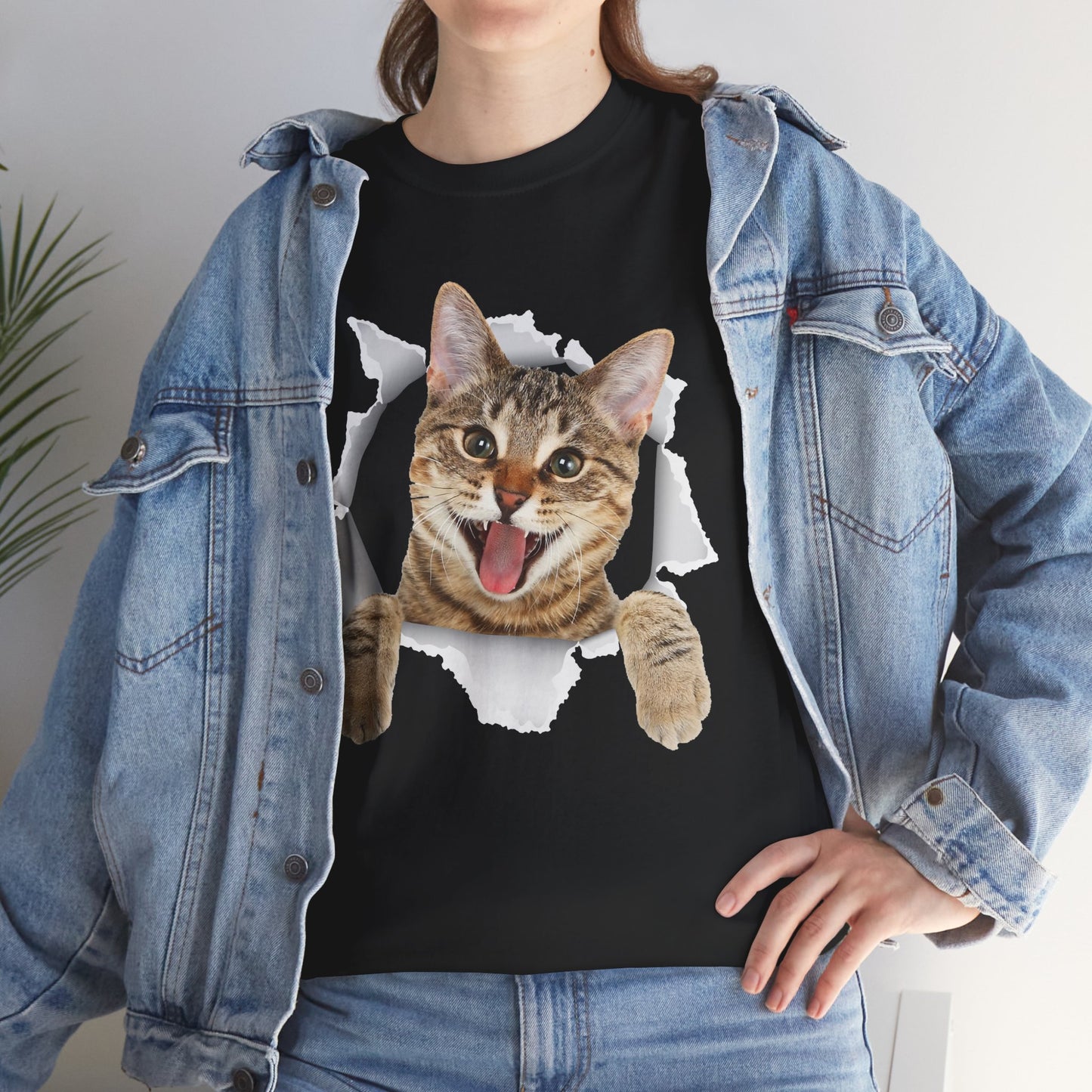 Cat T-Shirt, Cat Torn Cloth, Cats Owner Kitten Lovers Gifts Women Men Cute Shirt