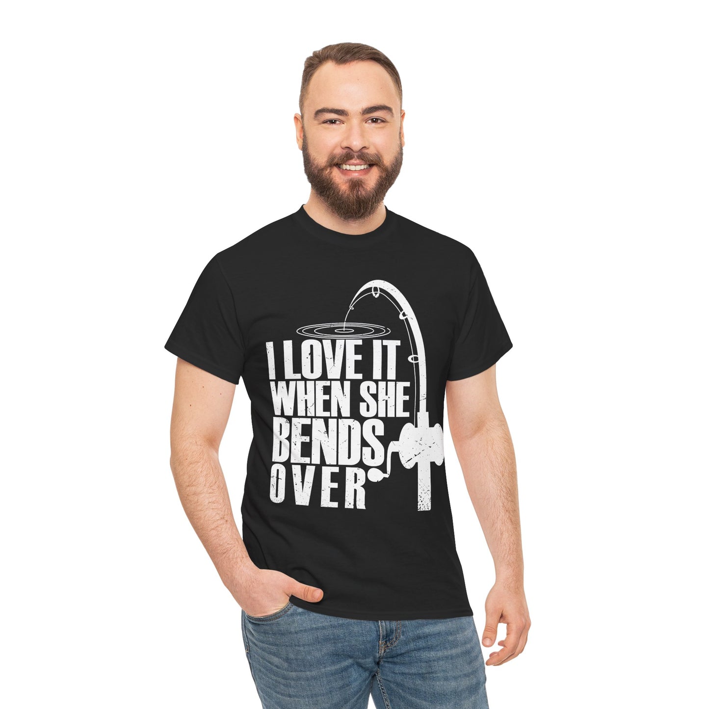 Fisherman T-Shirt, Fishing Rod, Fishing Season Lovers I Love It When She Bends Over Shirt