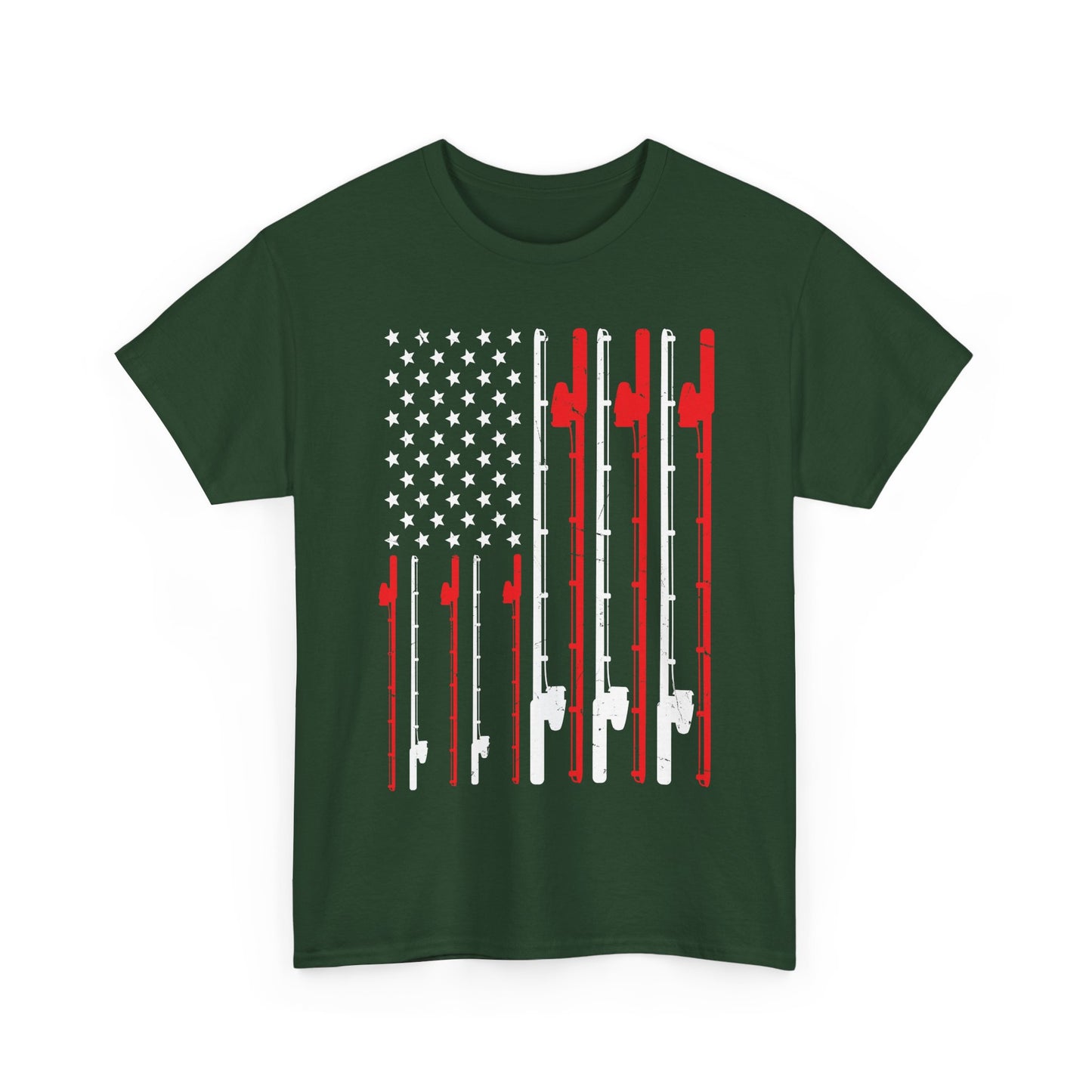 Fishing T-Shirt, Fishing Rod American Flag, Fishing Lovers, Fishing Season Fisherman Shirt