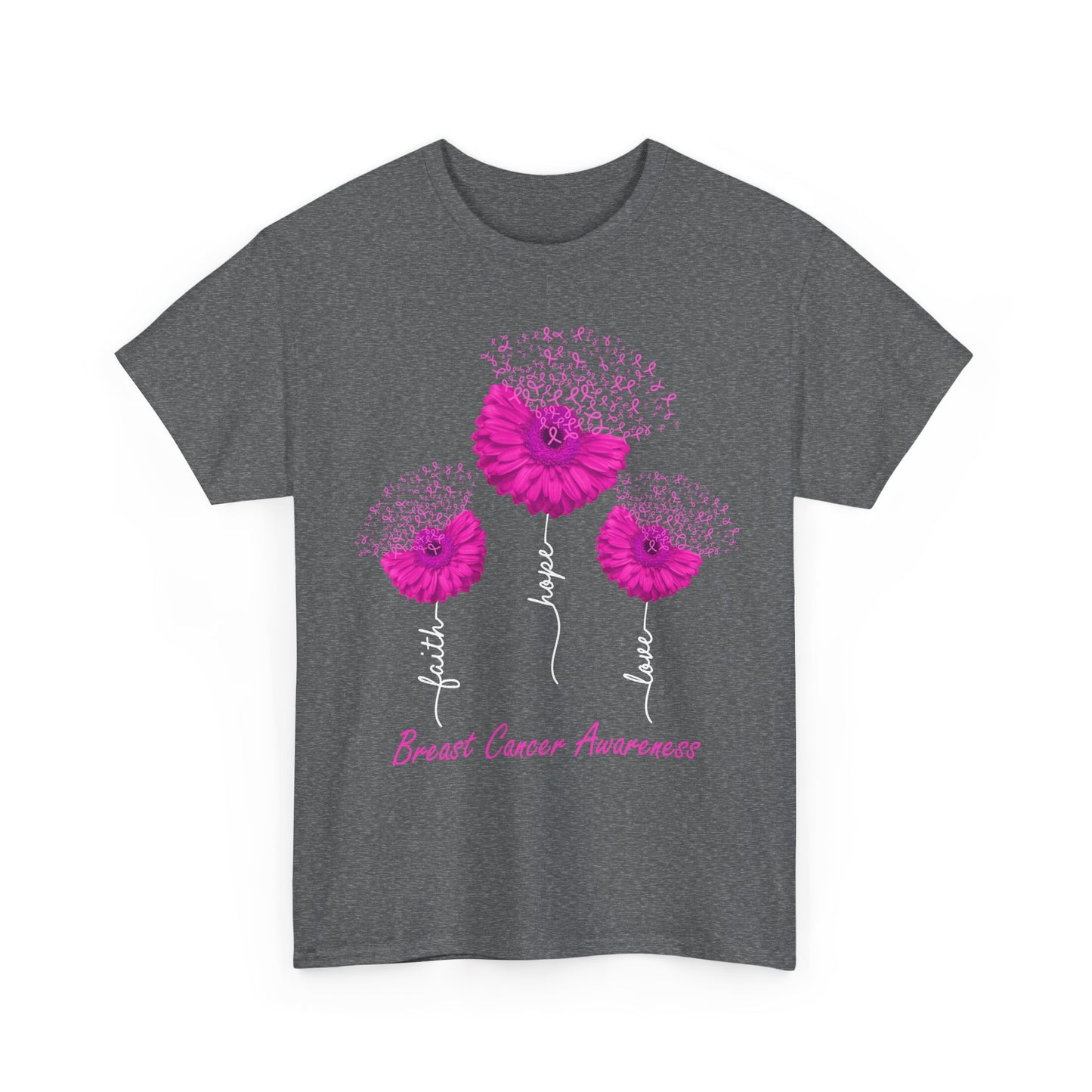 Breast Cancer Awareness T-Shirt, Faith Hope Love Sunflower Pink Ribbon Women Shirt