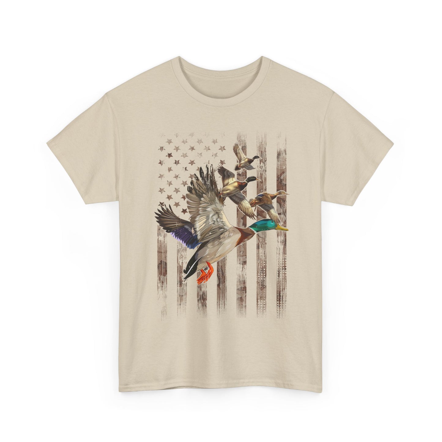 Duck Hunting Lovers Gift Shirt, Duck Hunter American Flag Waterfowl Hunting Camouflage Men T-Shirt