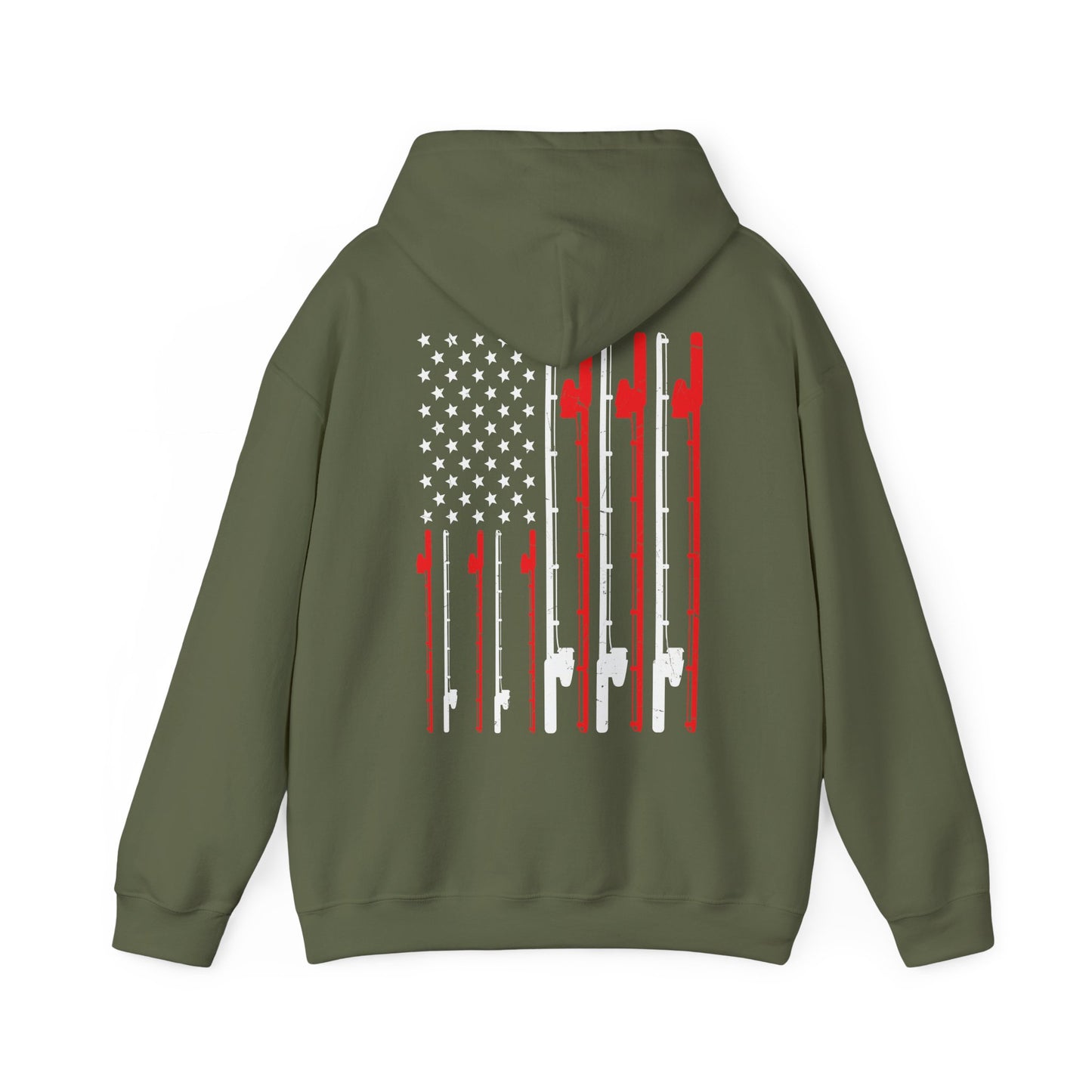 Fishing Hoodie, Fishing Rod American Flag, Fishing Lovers, Fishing Season Fisherman Hoodie