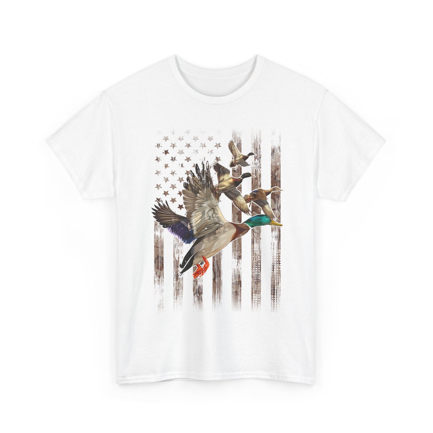 Duck Hunting Lovers Gift Shirt, Duck Hunter American Flag Waterfowl Hunting Camouflage Men T-Shirt