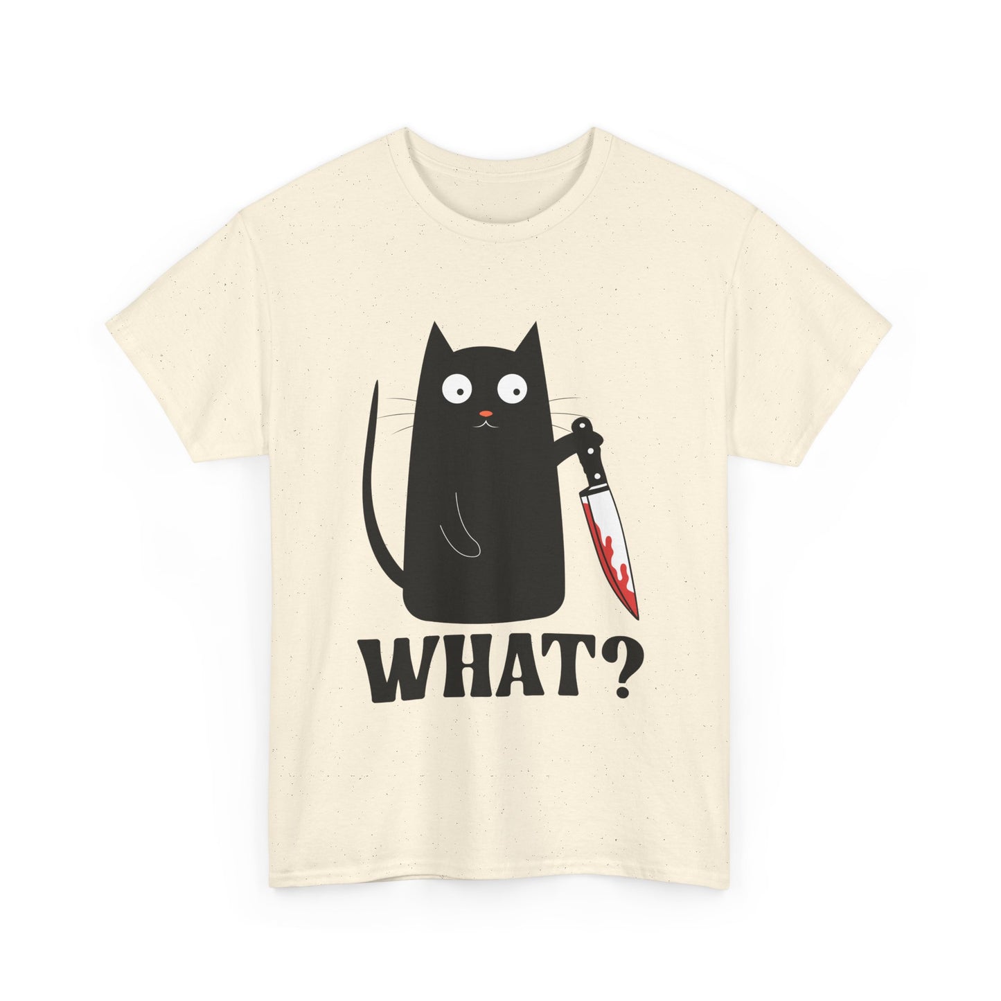 Cat What? T-Shirt, Murderous Cat With Knife, Cats Owner Women Men Funny Shirt