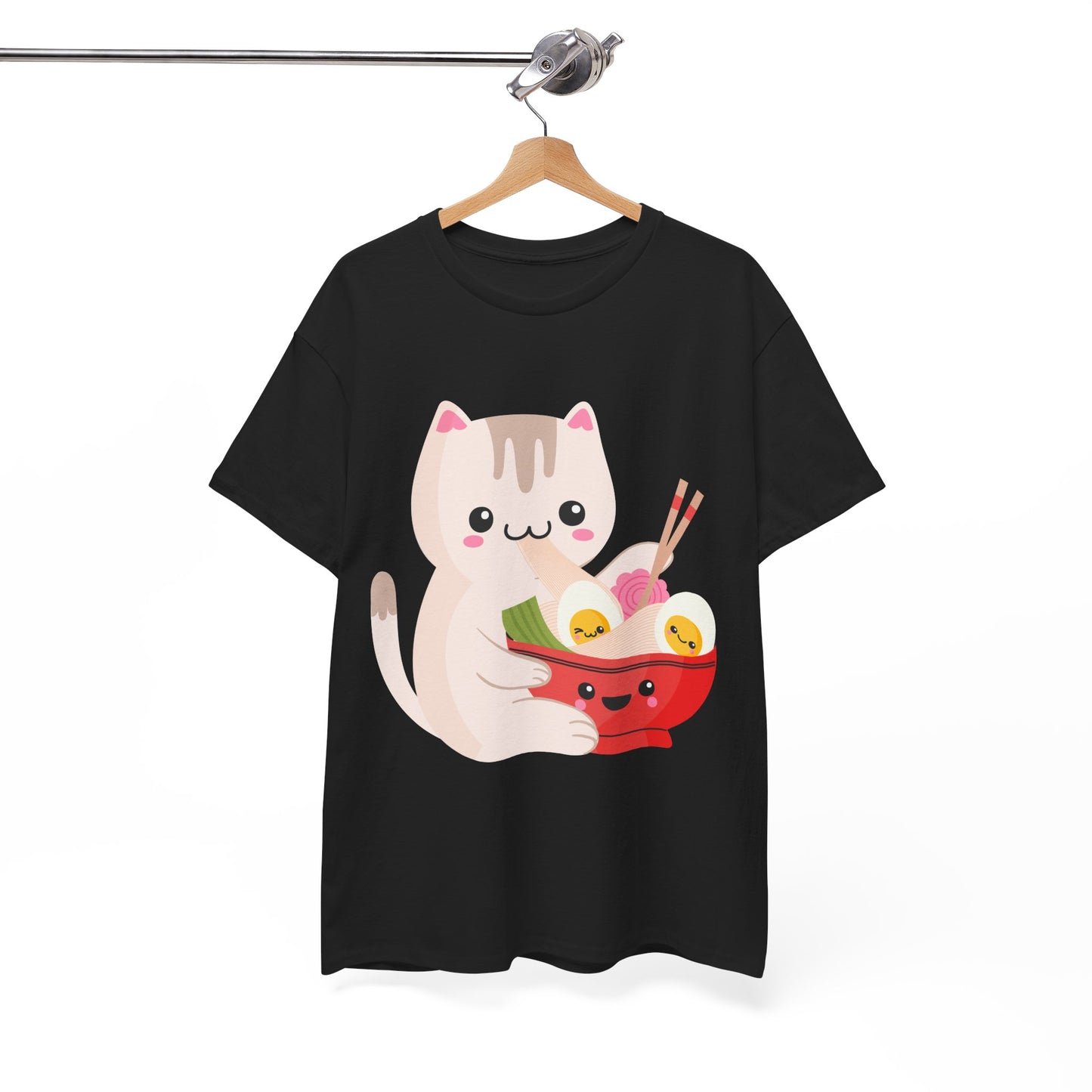 Kawaii Cat Shirt, Cat Eating Ramen, Japanese Food Lovers Anime Fans Gifts T-Shirt