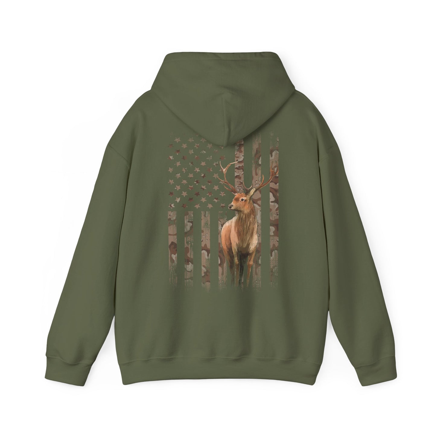 Deer Hunting Hoodie – Camo USA Hunting Season Lover, Whitetails Hunter Dad, Camouflage American Flag Pullover Hoodie
