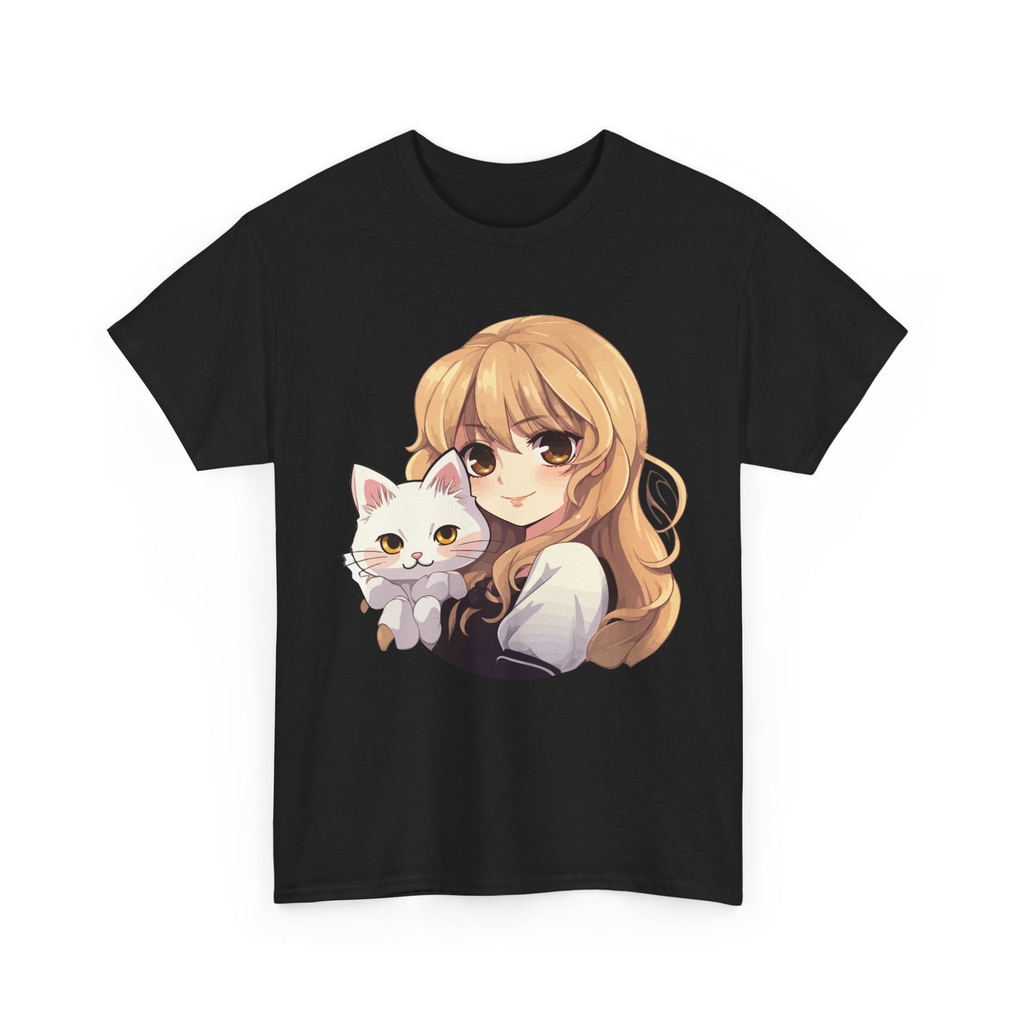 Anime Girl with Kawaii Cat Shirt, Otaku Japan Culture Loves Gifts Women Girls T-Shirt