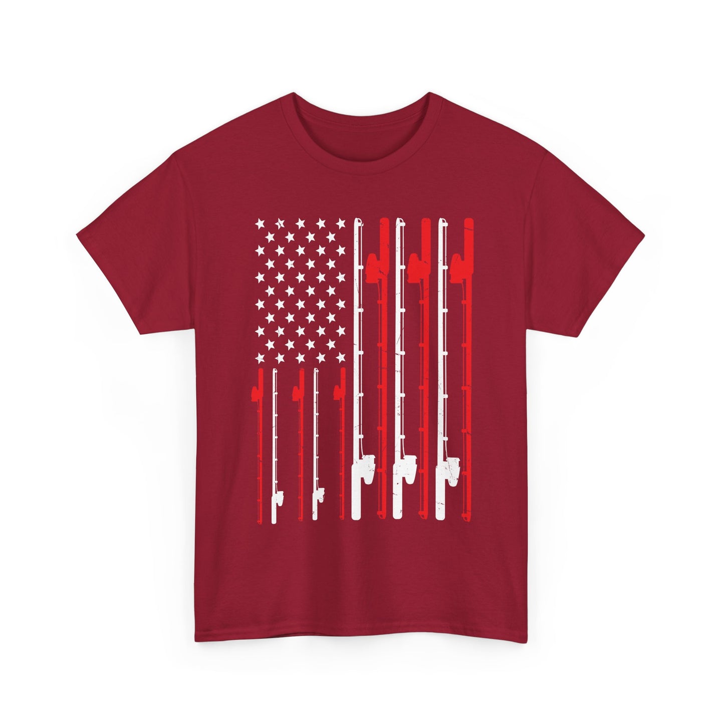 Fishing T-Shirt, Fishing Rod American Flag, Fishing Lovers, Fishing Season Fisherman Shirt