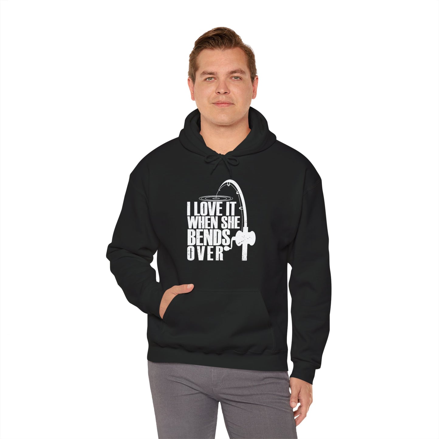 Fisherman Hoodie, Fishing Rod, Fishing Season Lovers I Love It When She Bends Over Hoodie