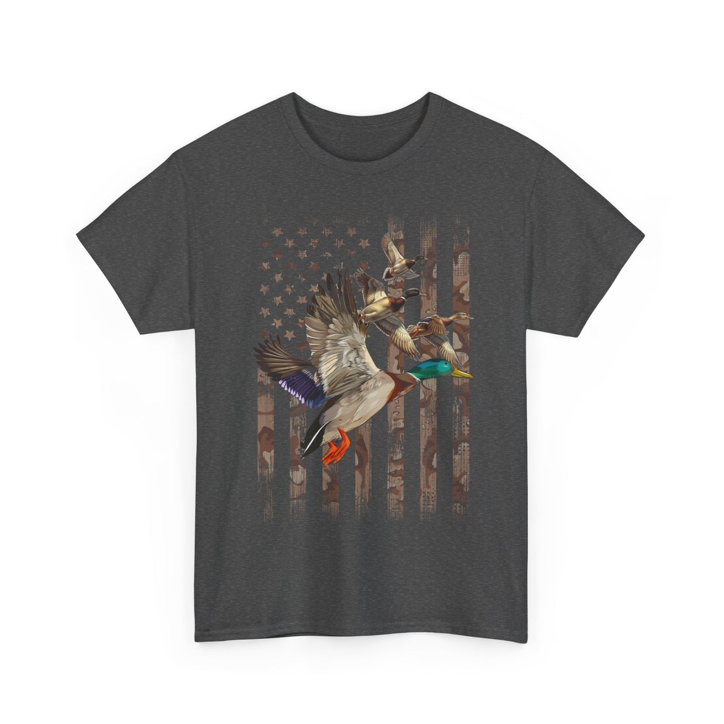 Duck Hunting Lovers Gift Shirt, Duck Hunter American Flag Waterfowl Hunting Camouflage Men T-Shirt