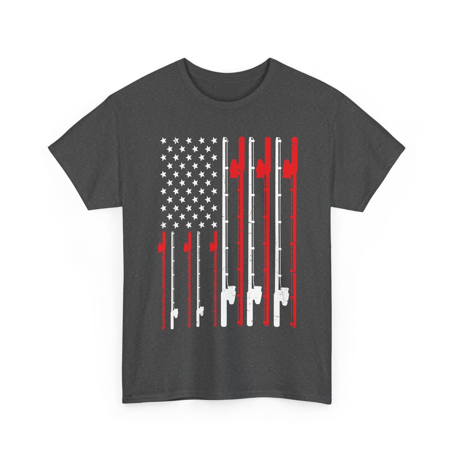 Fishing T-Shirt, Fishing Rod American Flag, Fishing Lovers, Fishing Season Fisherman Shirt