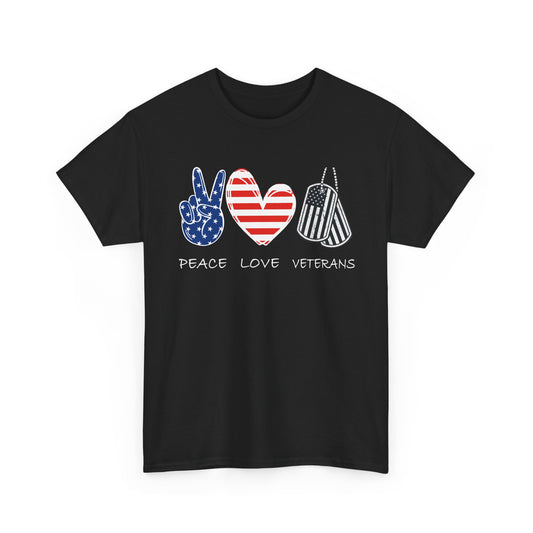 Veterans Day T-Shirt, Peace Love Veterans, Veterans American Flag Men T-Shirt