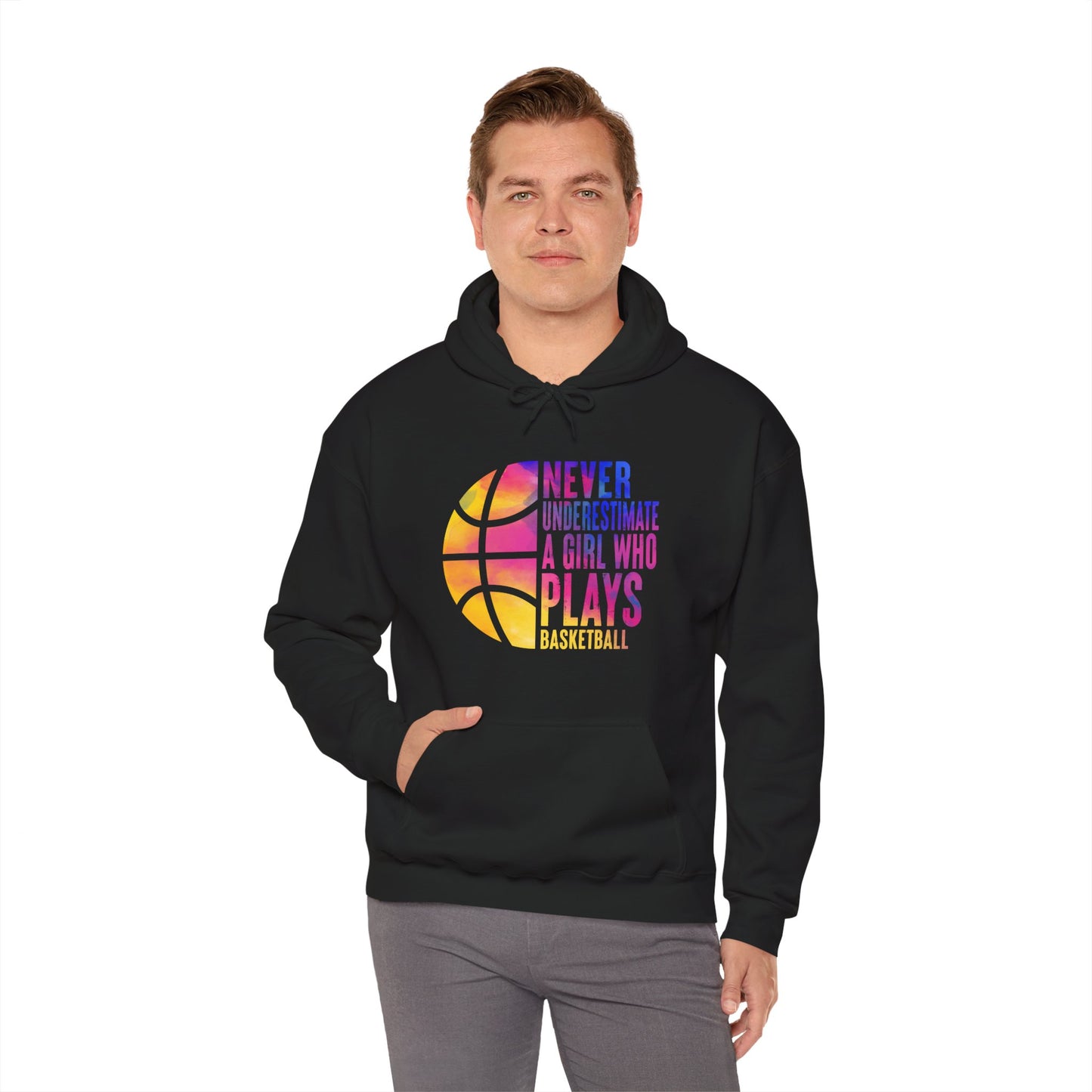 Basketball Player Hoodie, Never Underestimate A Girl Who Plays Basketball Women Girls Hoodie