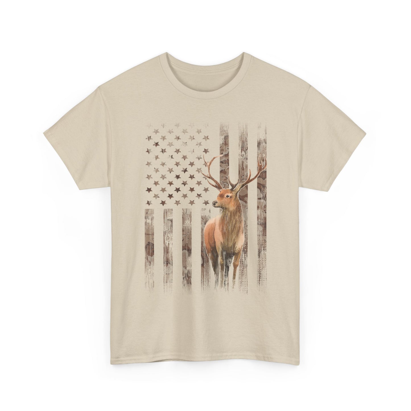 Deer Hunting Shirt - Camo USA Hunting Season Lover, Whitetails Hunter Dad, Camouflage American Flag T-Shirt