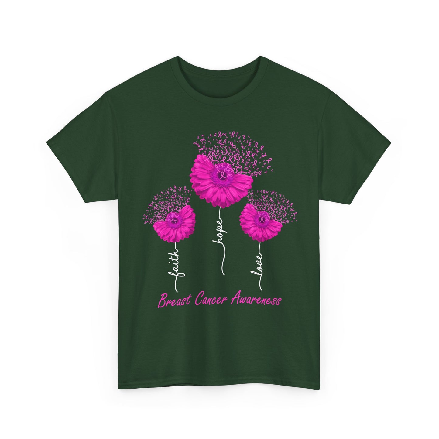 Breast Cancer Awareness T-Shirt, Faith Hope Love Sunflower Pink Ribbon Women Shirt