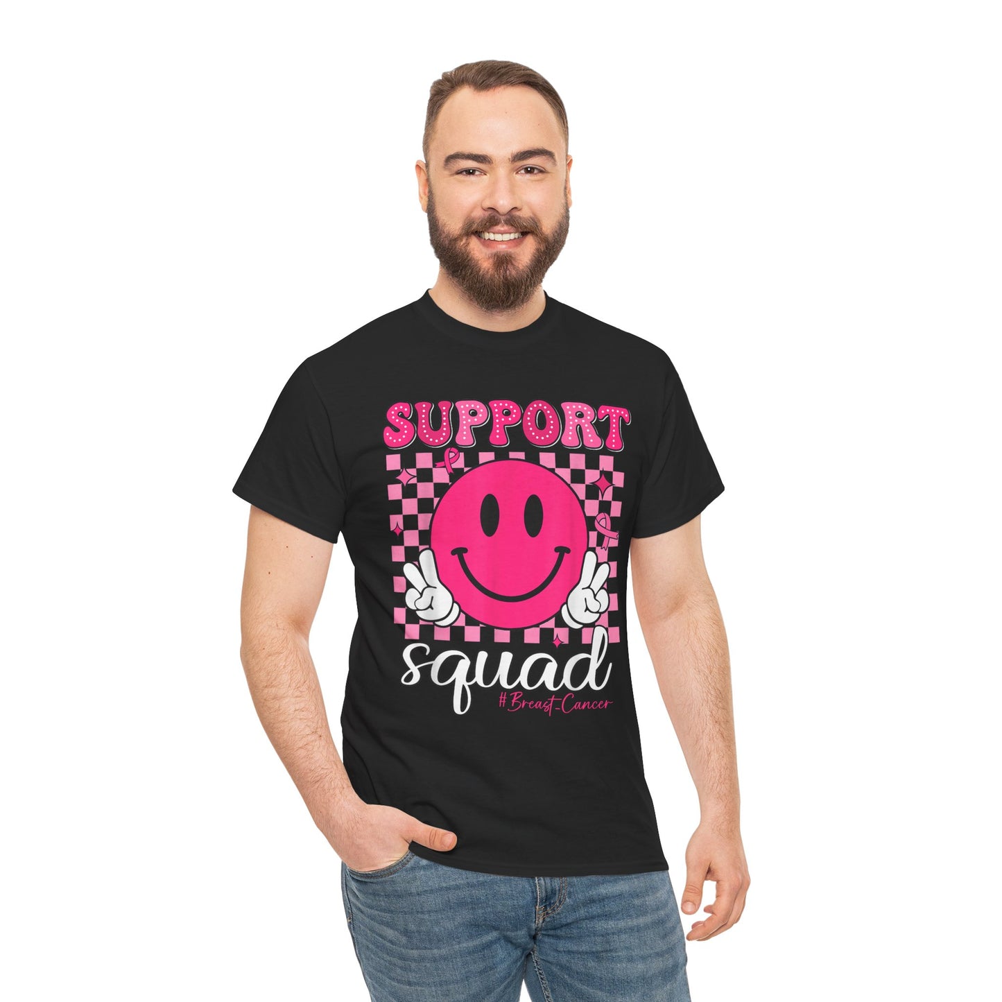Support Squad Breast Cancer T-Shirt, Breast Cancer Awareness Pink Ribbon Warriors Gifts T-Shirt