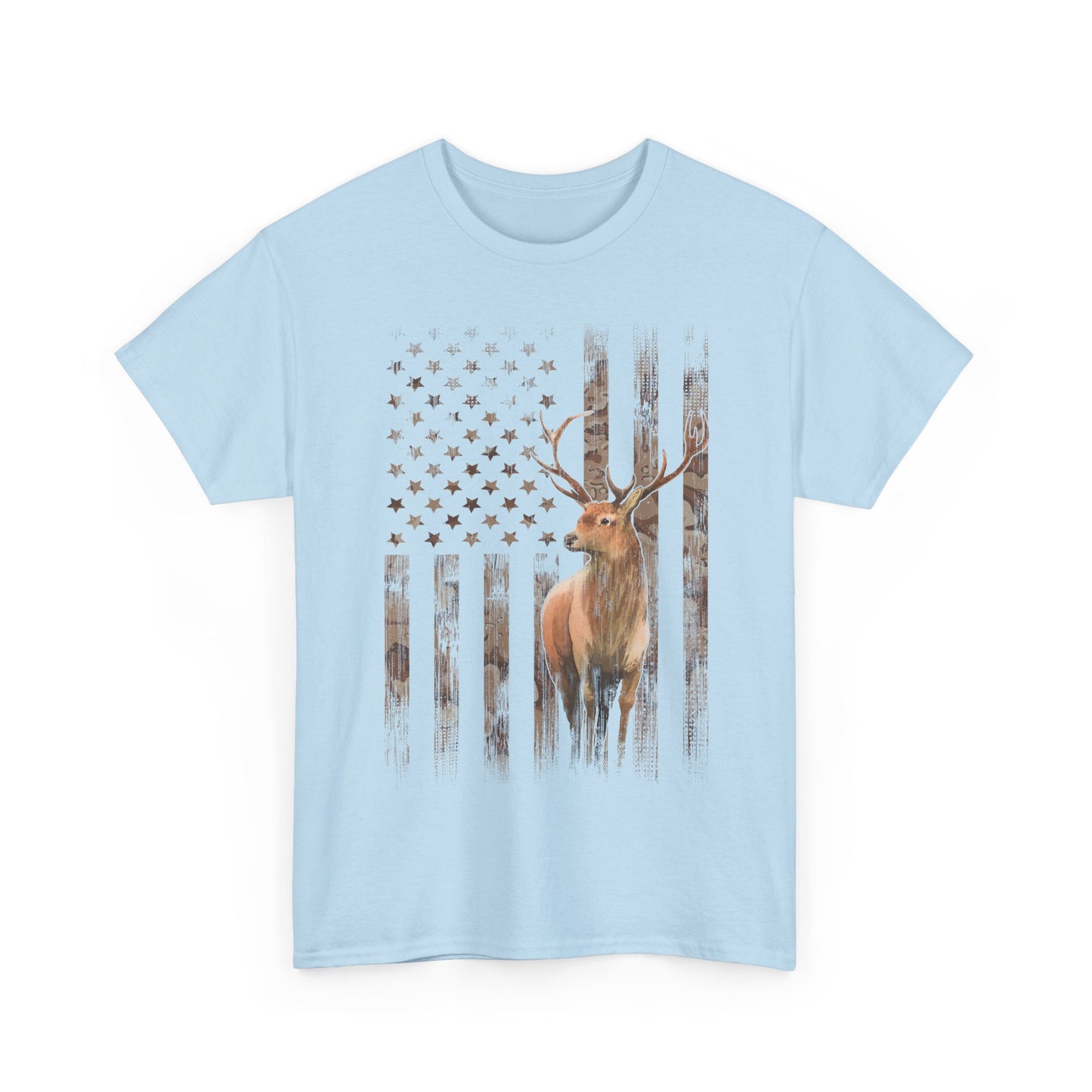 Deer Hunting Shirt - Camo USA Hunting Season Lover, Whitetails Hunter Dad, Camouflage American Flag T-Shirt