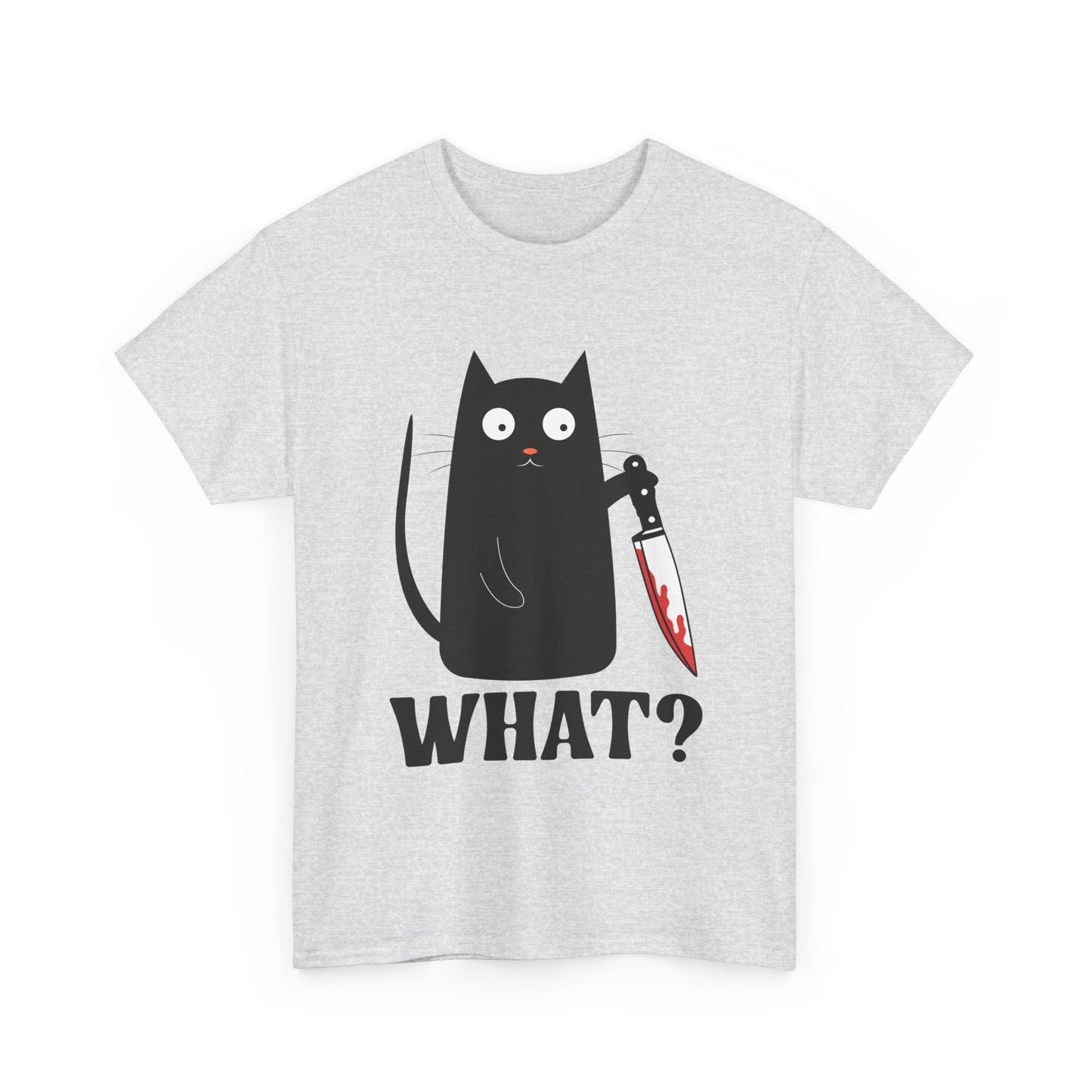 Cat What? T-Shirt, Murderous Cat With Knife, Cats Owner Women Men Funny Shirt