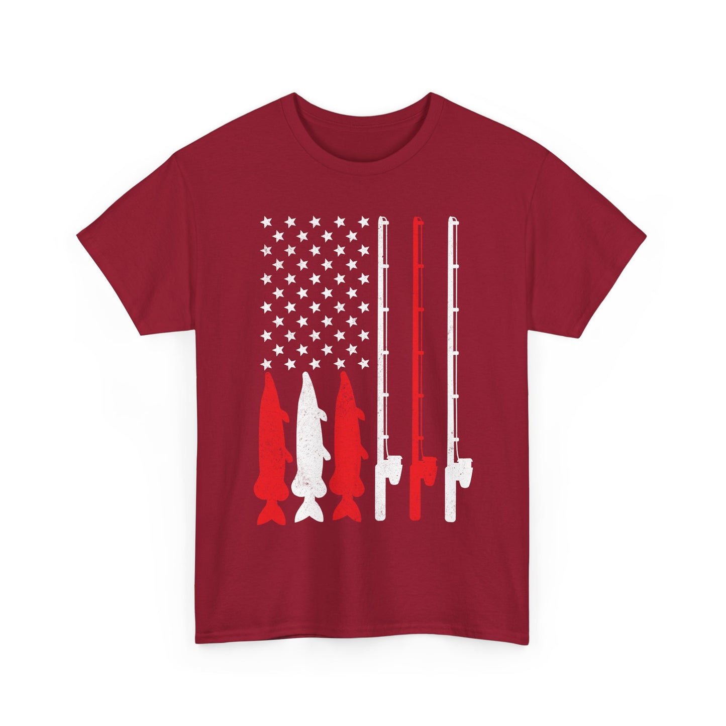 Fishing Rod American Flag T-Shirt, Fishing Season Lovers Gift, Fisherman Fishing T-shirt