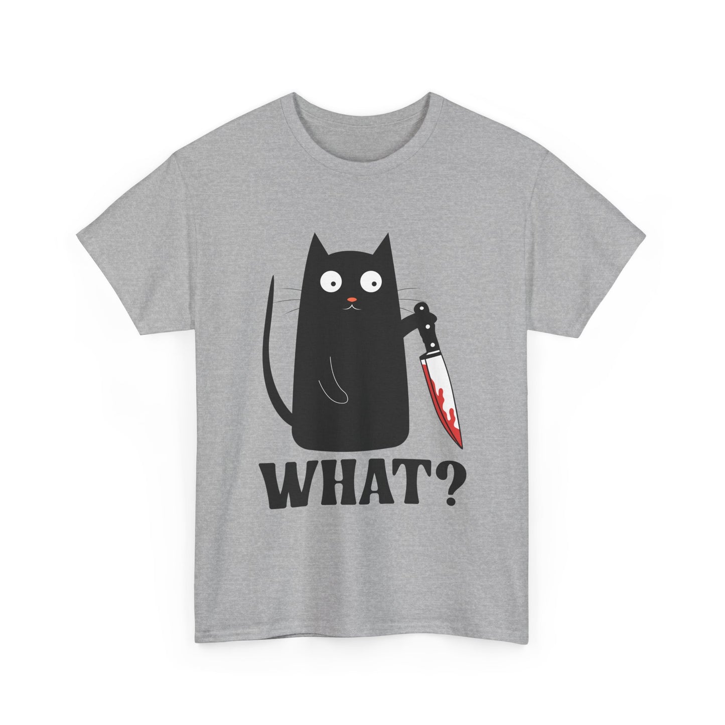 Cat What? T-Shirt, Murderous Cat With Knife, Cats Owner Women Men Funny Shirt